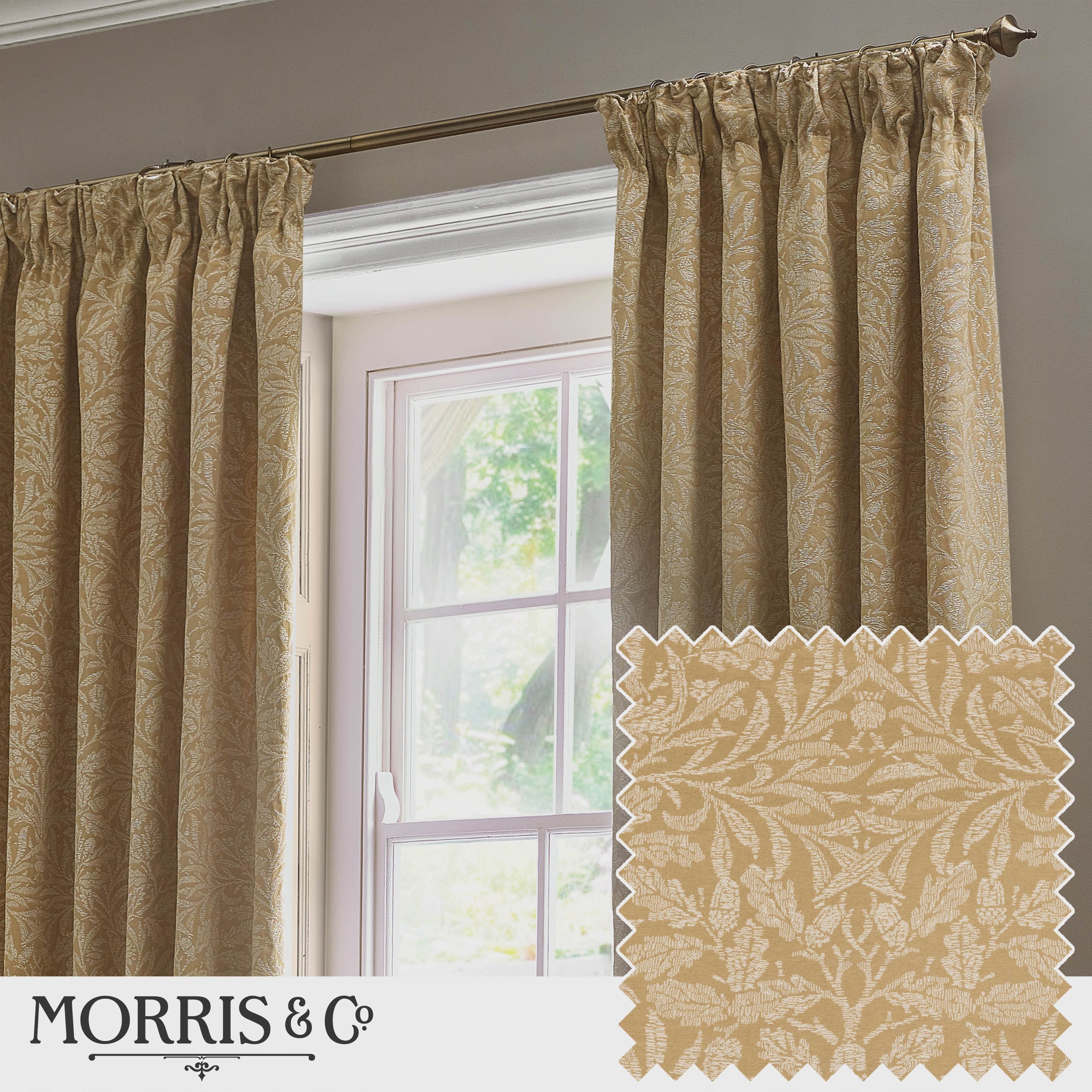 Acorn Tonal Matt Jacquard Pencil Pleat Curtains