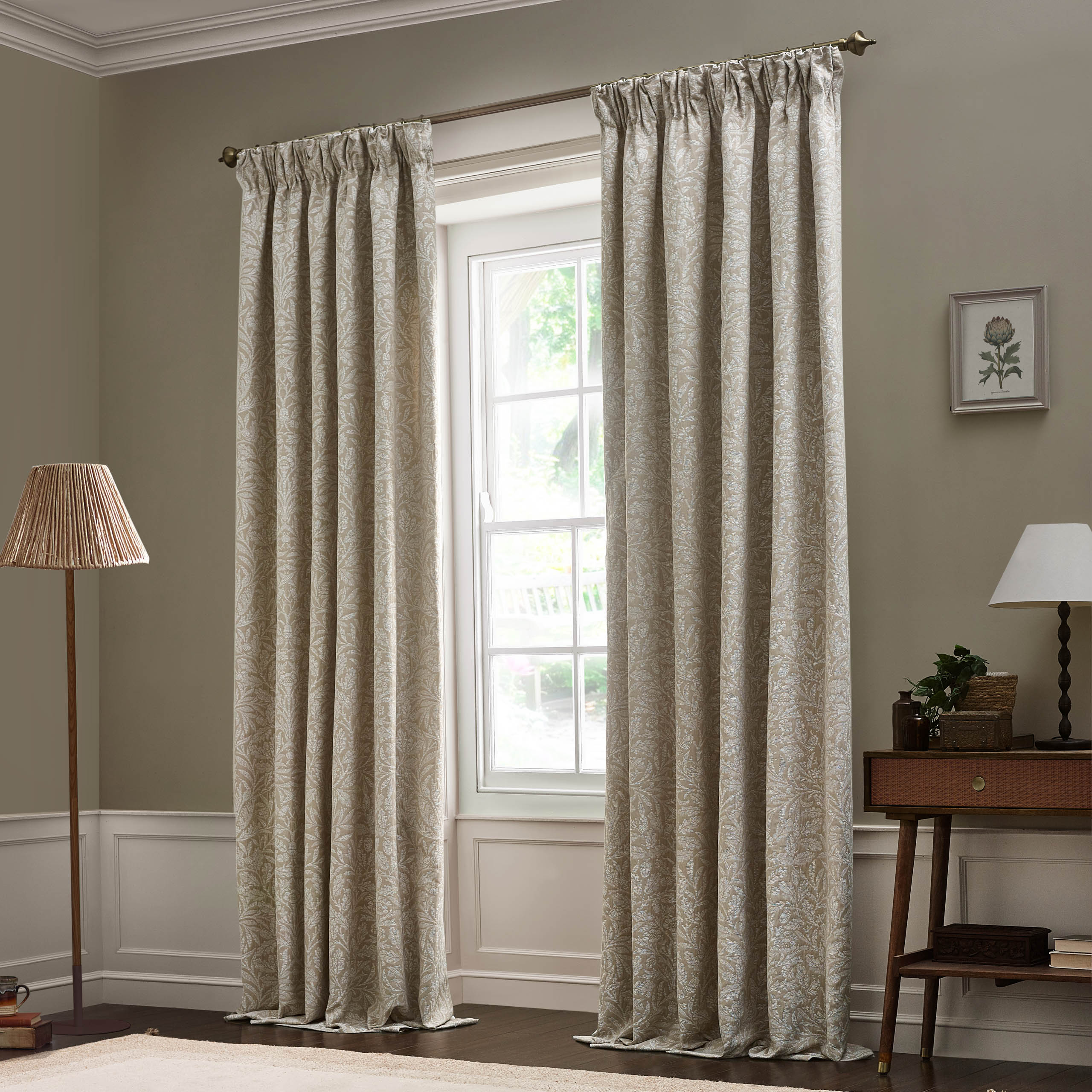 Acorn Tonal Matt Jacquard Pencil Pleat Curtains