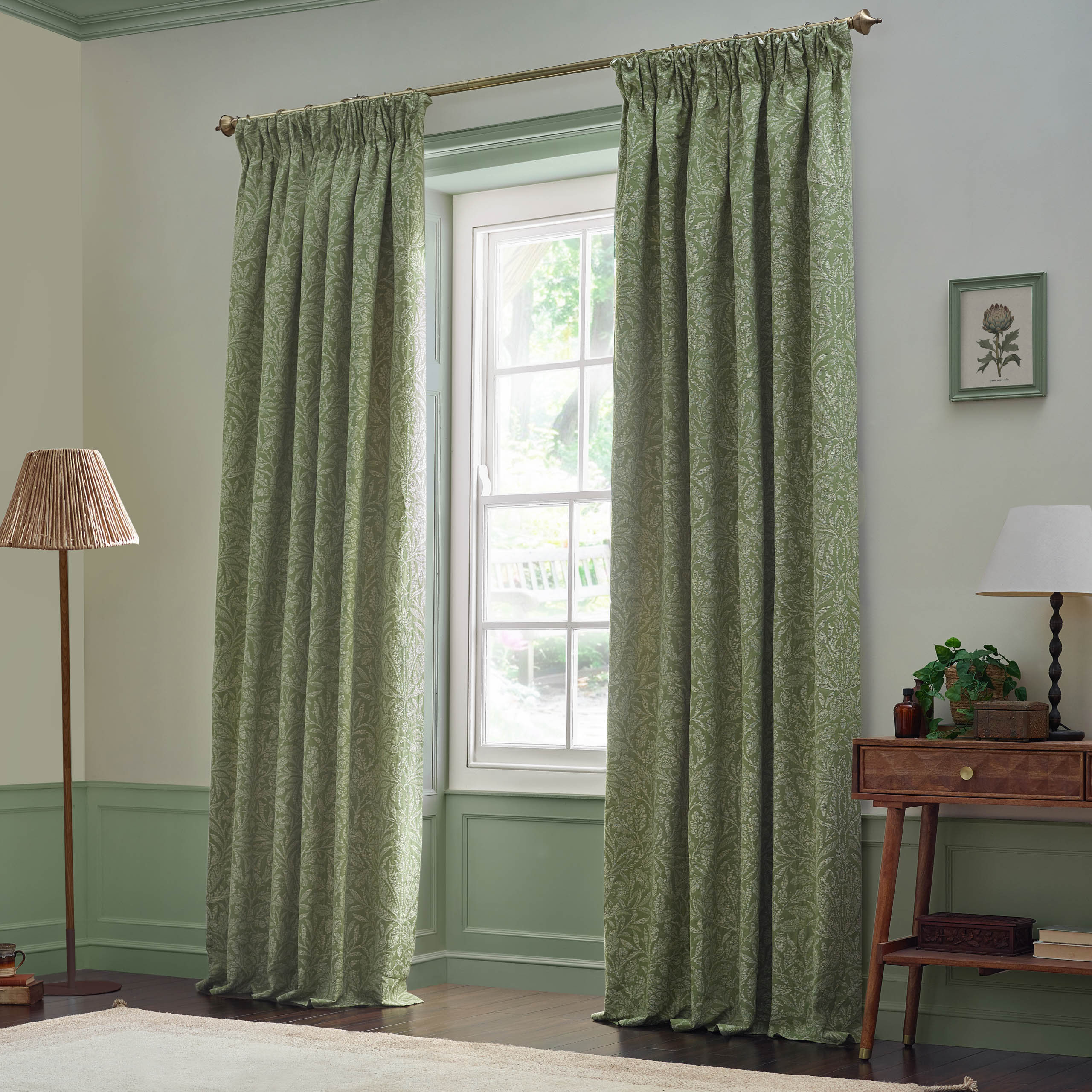 Acorn Tonal Matt Jacquard Pencil Pleat Curtains