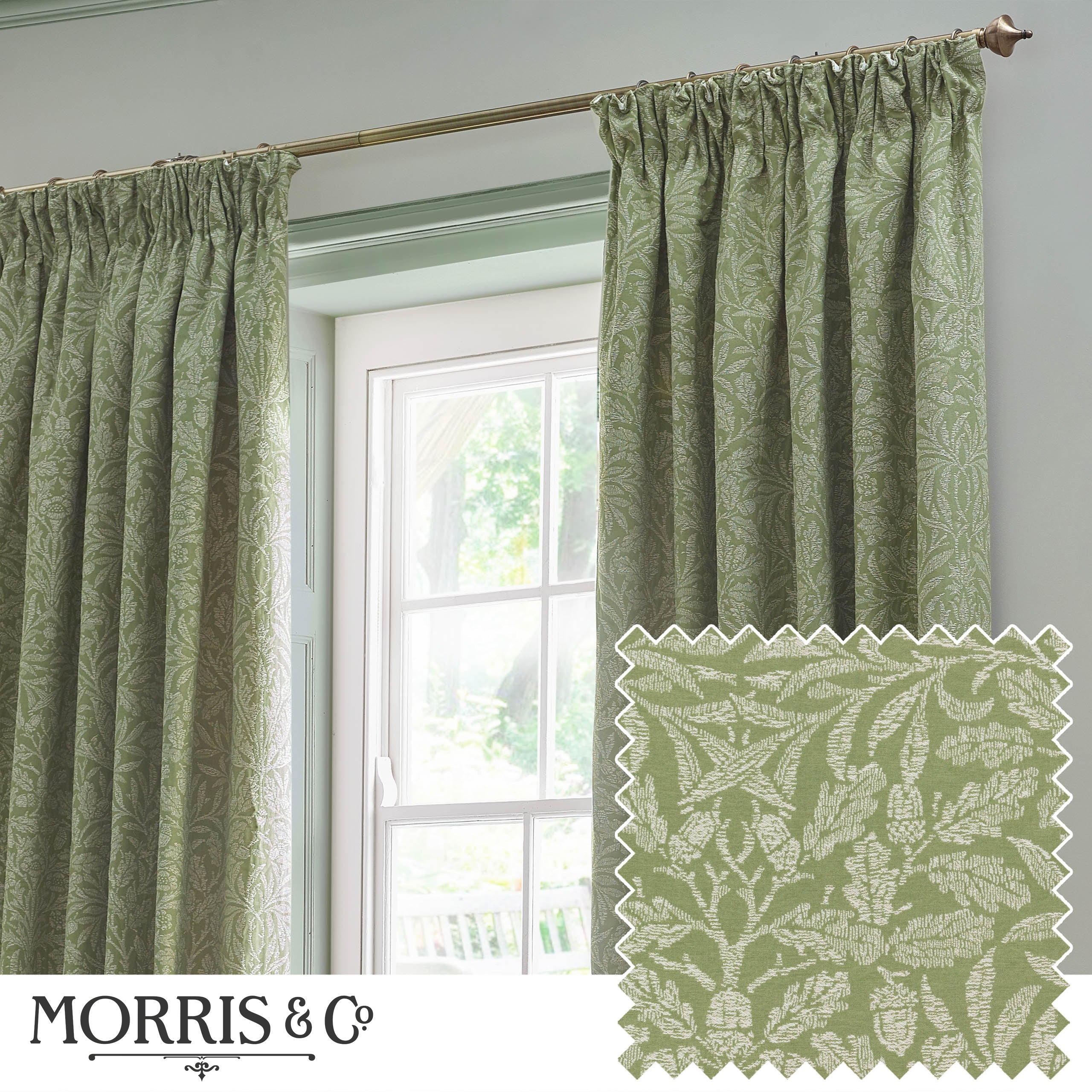 Acorn Tonal Matt Jacquard Pencil Pleat Curtains