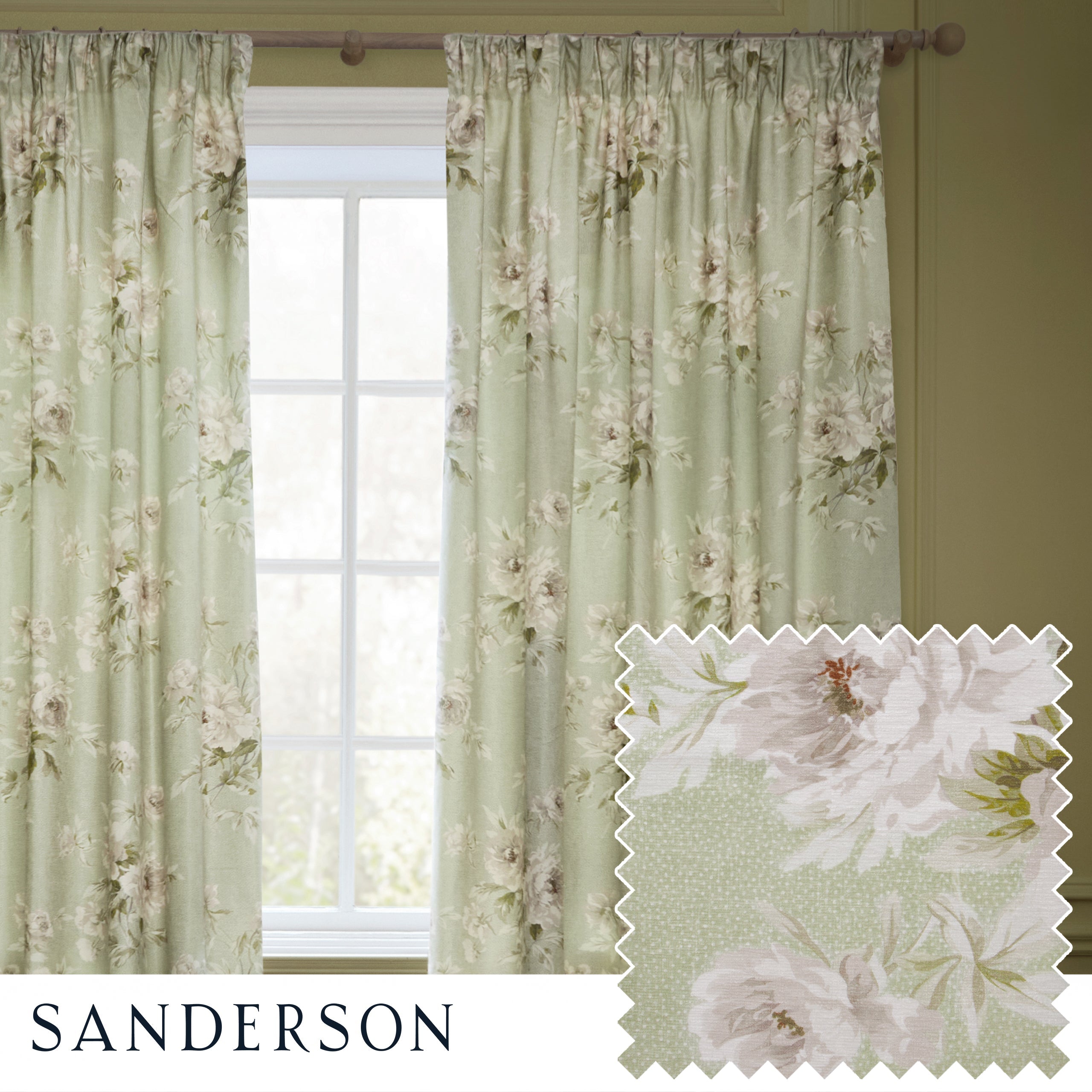 Adele Floral Chenille Pencil Pleat Curtains