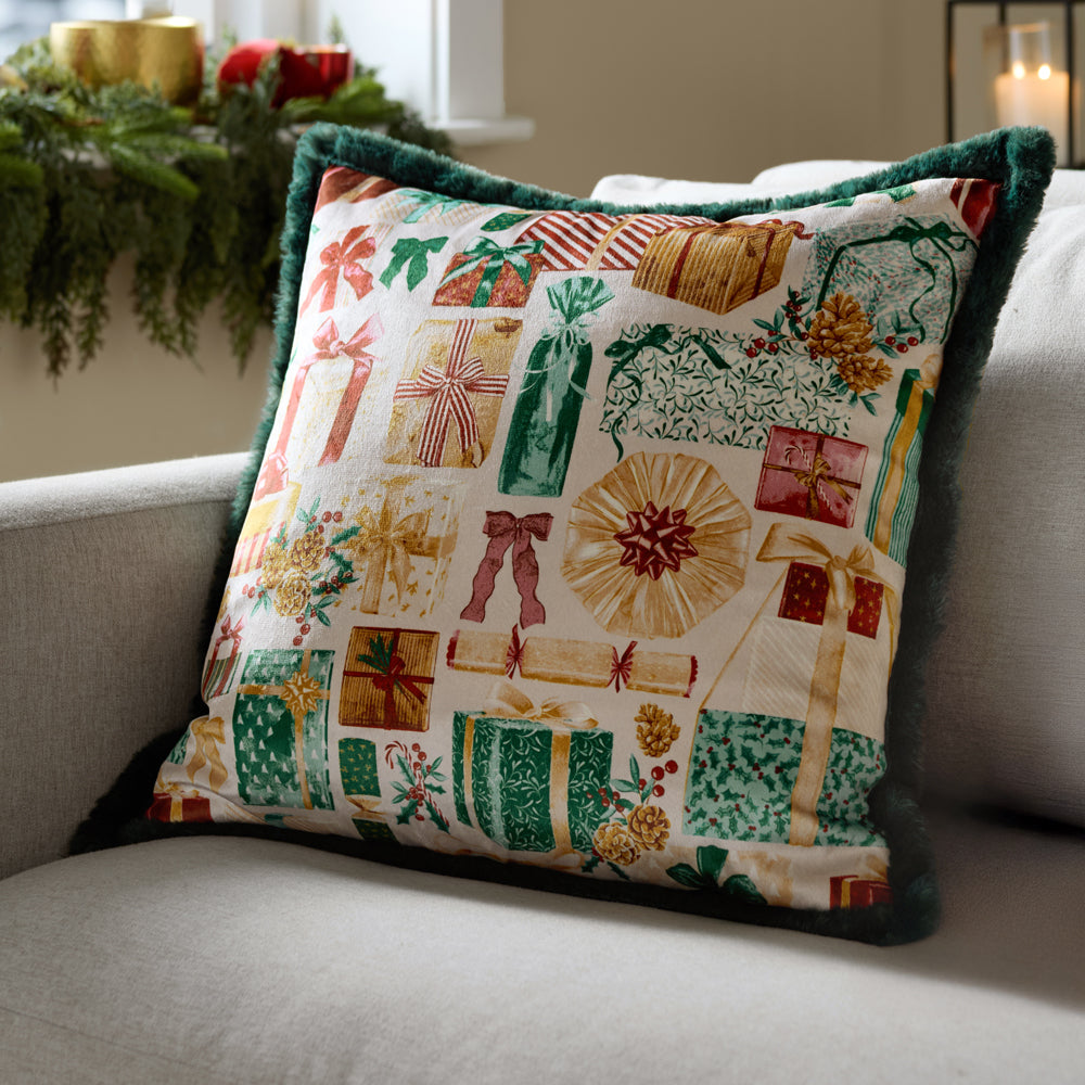 All Wrapped Up Velvet Faux Fur Cushion