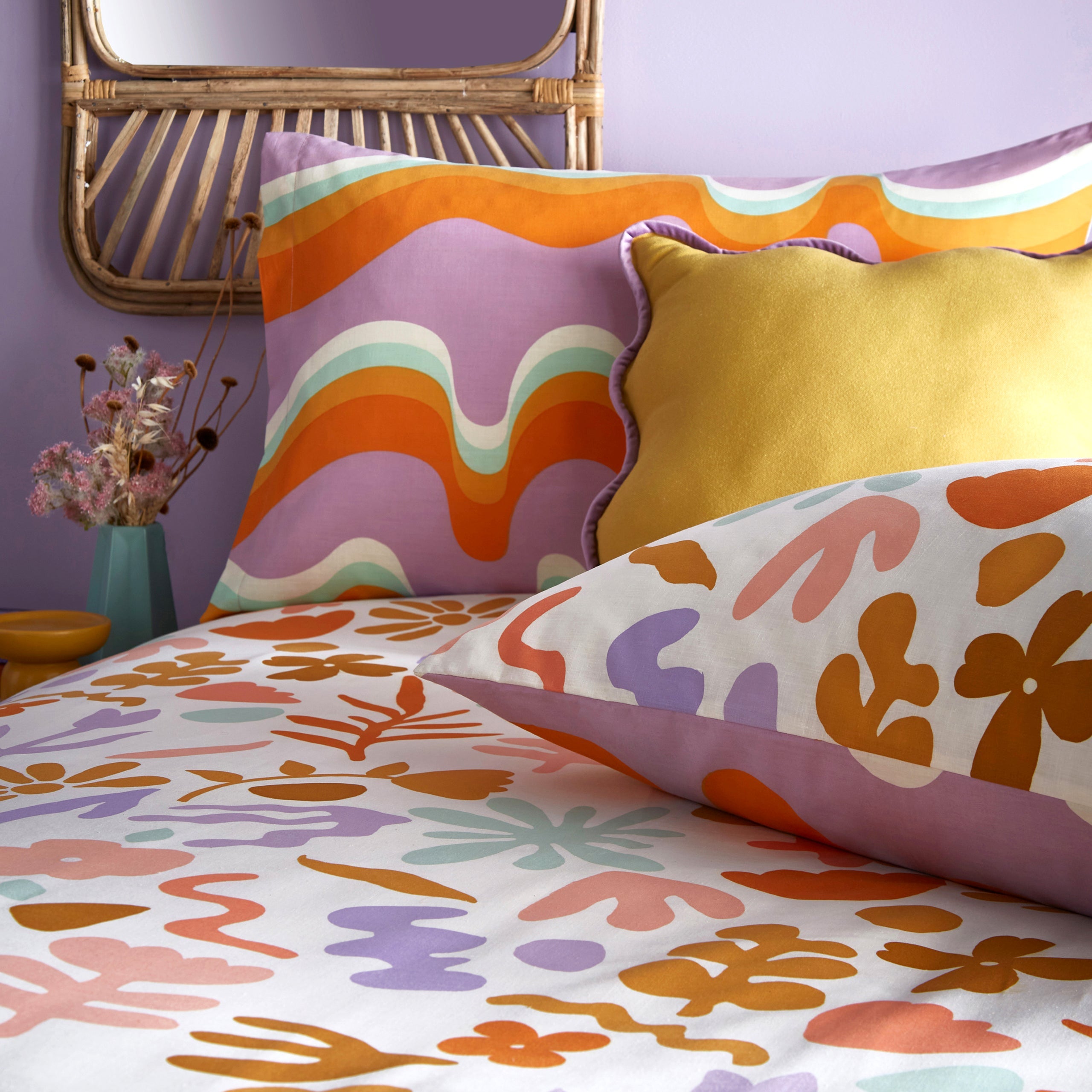 Amelie Printed Abstract Floral Duvet Cover Set