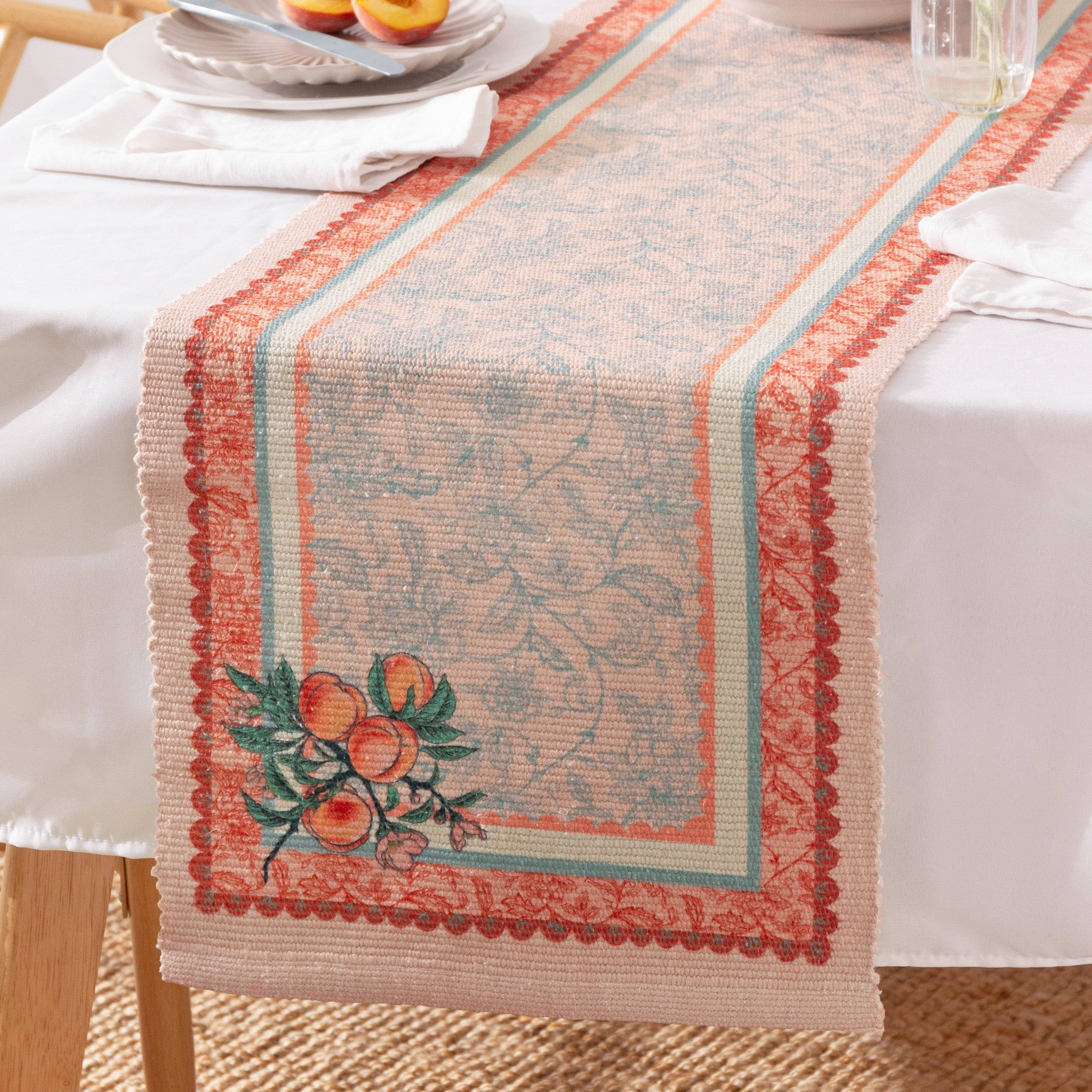 Anemone Peaches Indoor/Outdoor Table Runner
