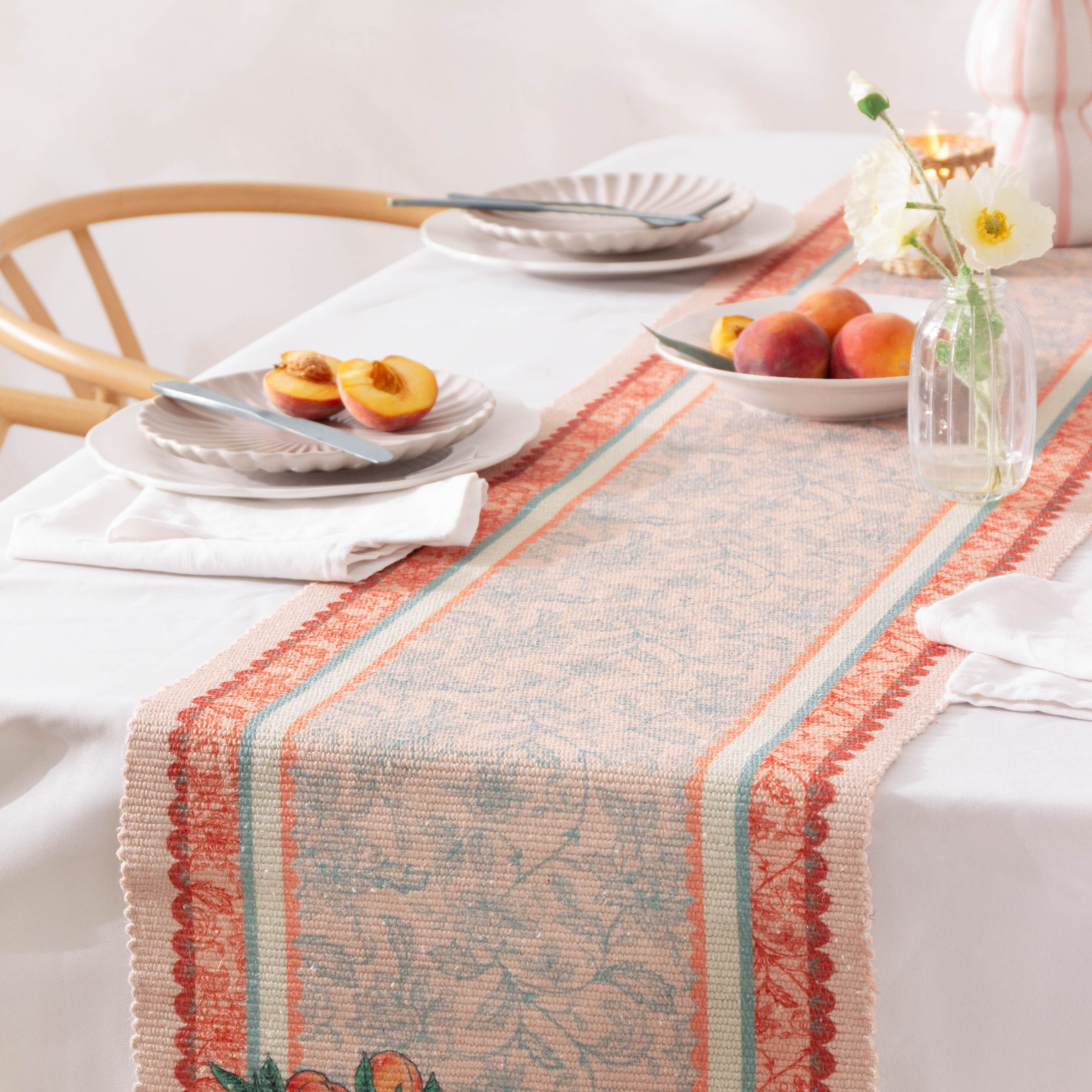 Anemone Peaches Indoor/Outdoor Table Runner