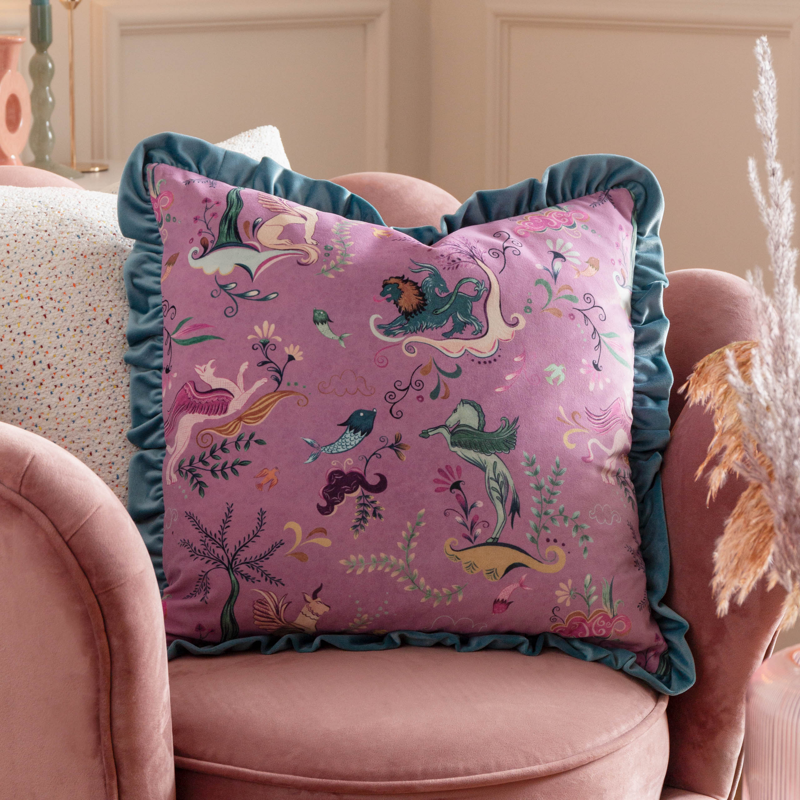 Athena Printed Velvet Cushion