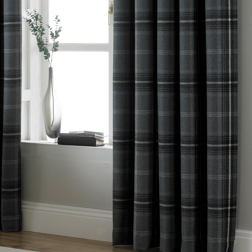 Aviemore Tartan Faux Wool Eyelet Curtains