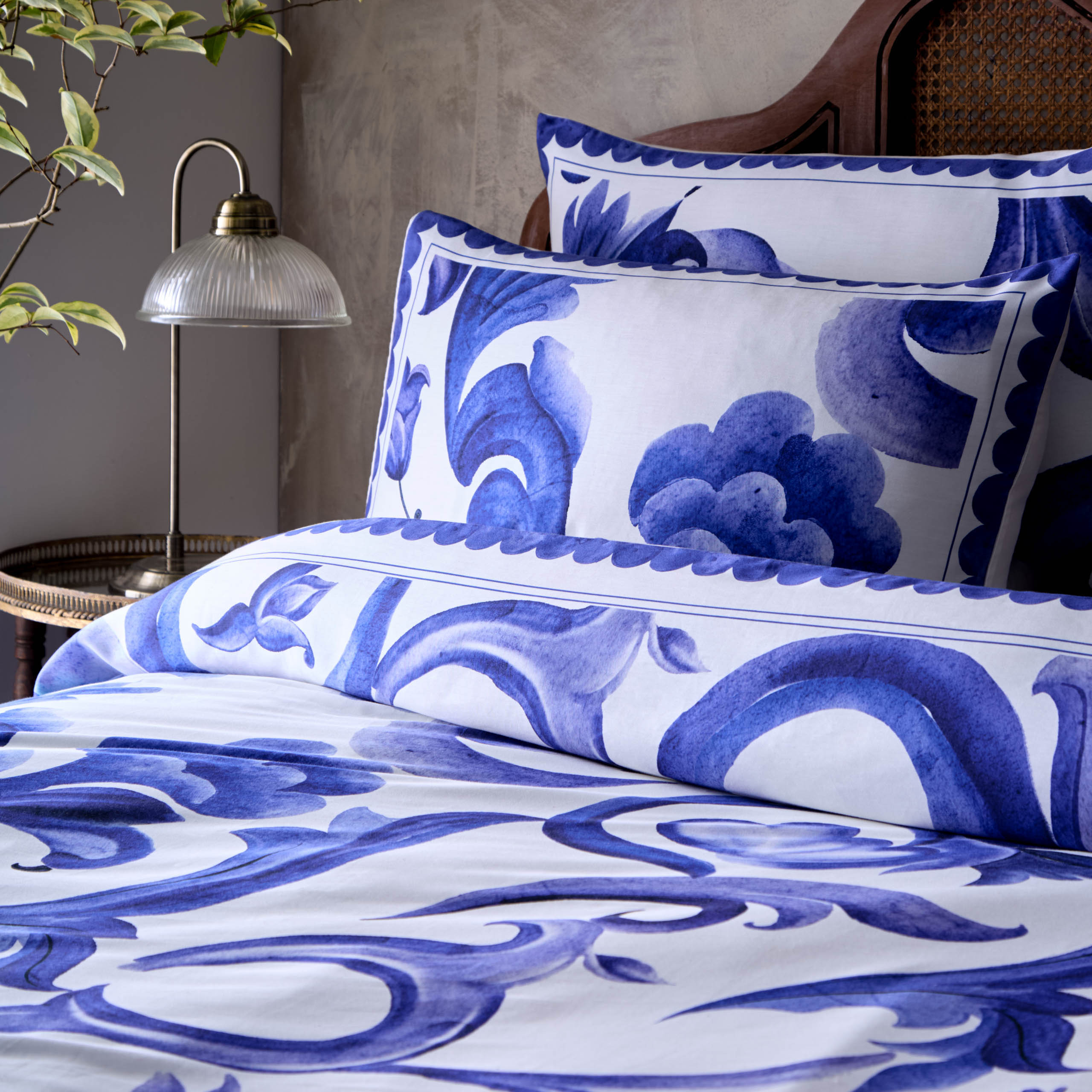 Azzurro Printed Cotton Pillowcase Pair