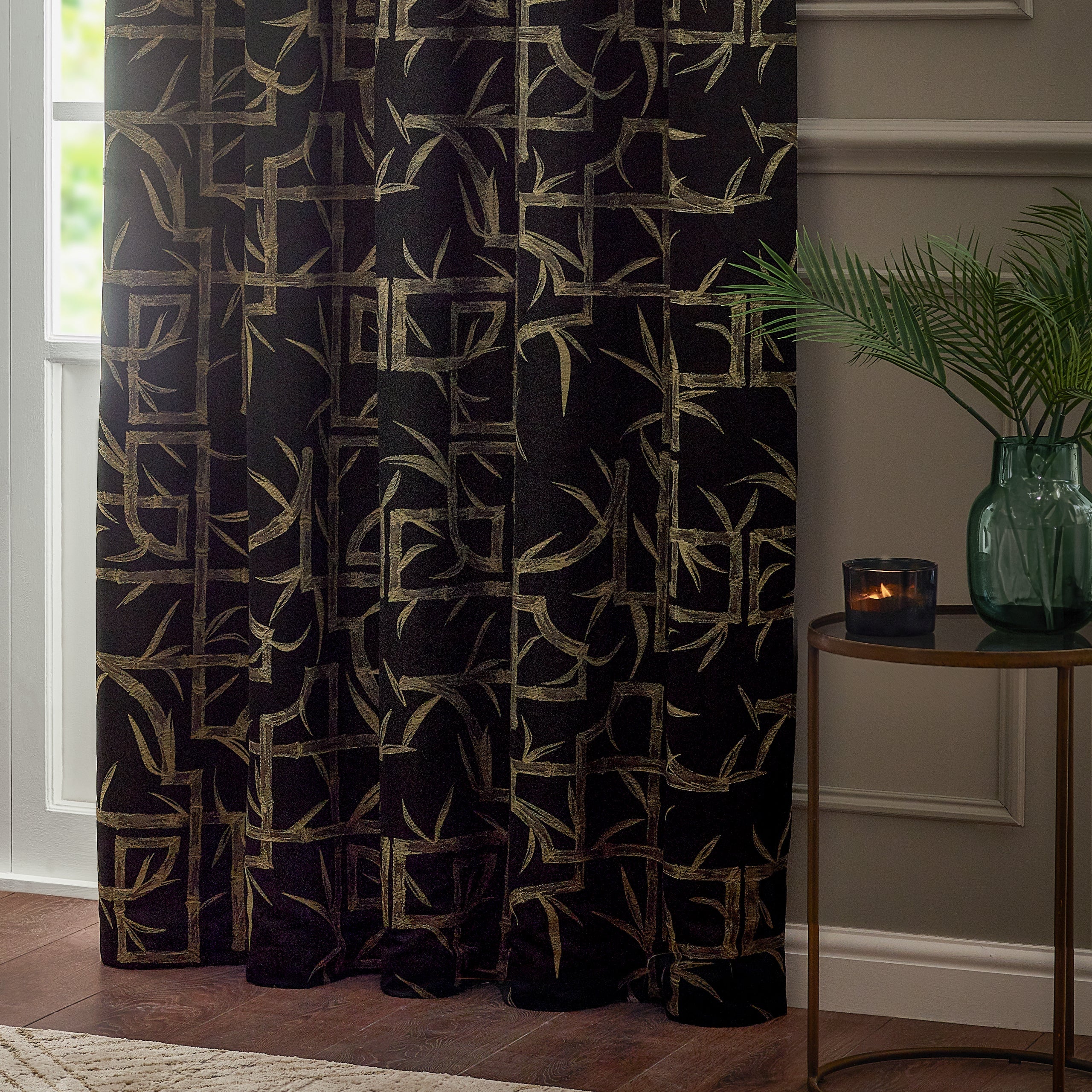 Bamboo Jacquard Room Darkening Eyelet Curtains