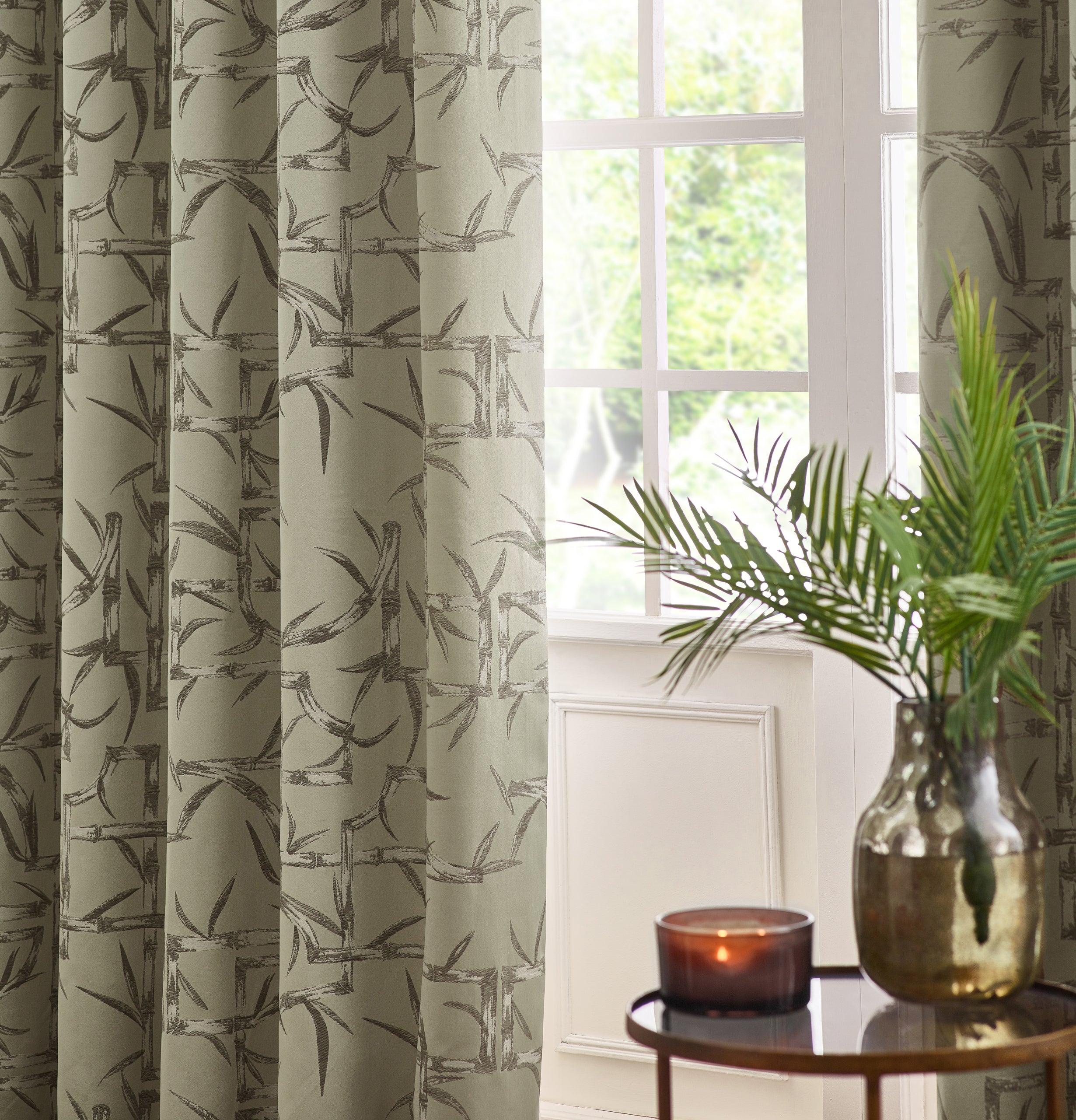 Bamboo Jacquard Room Darkening Eyelet Curtains