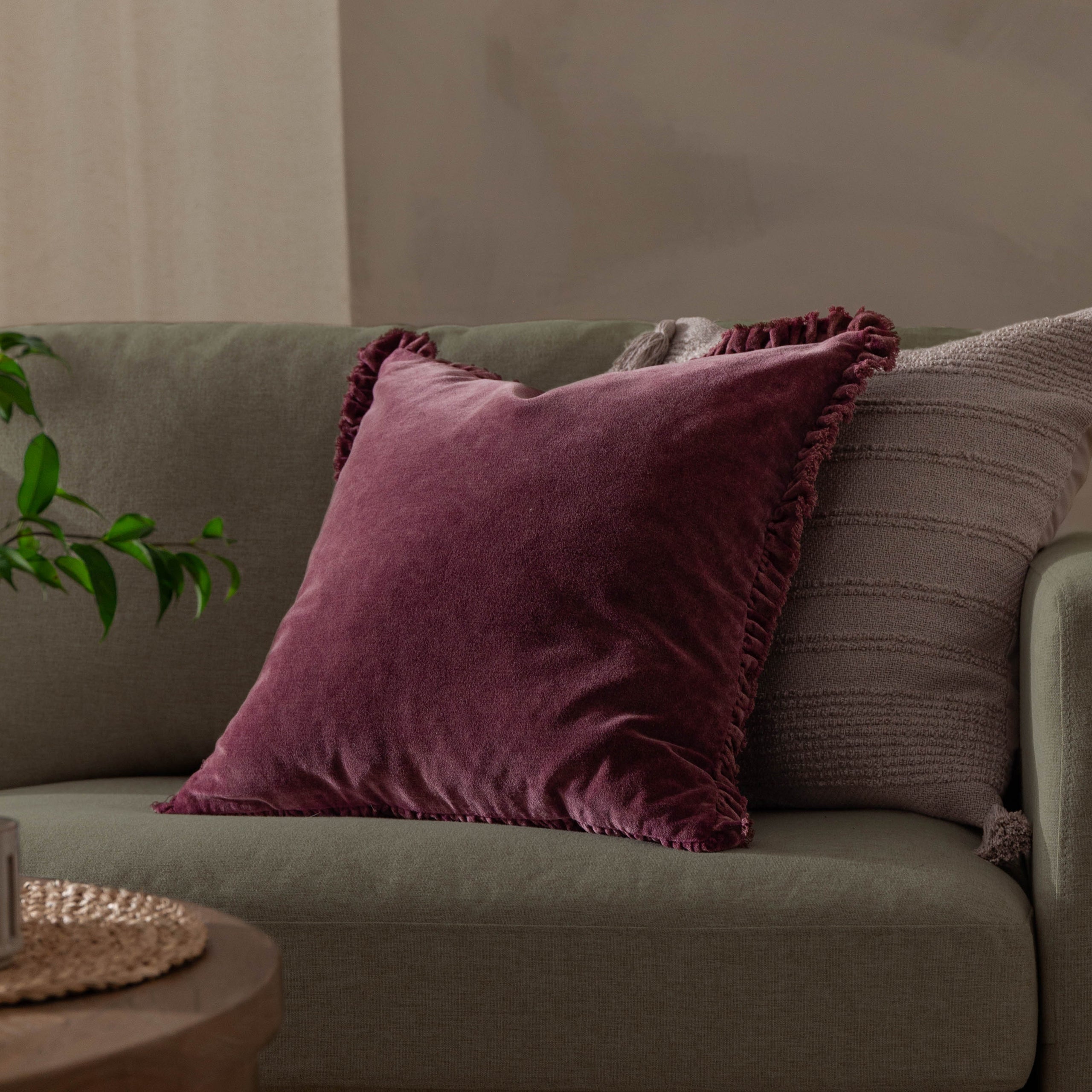 Bertie Washed Cotton Velvet Cushion