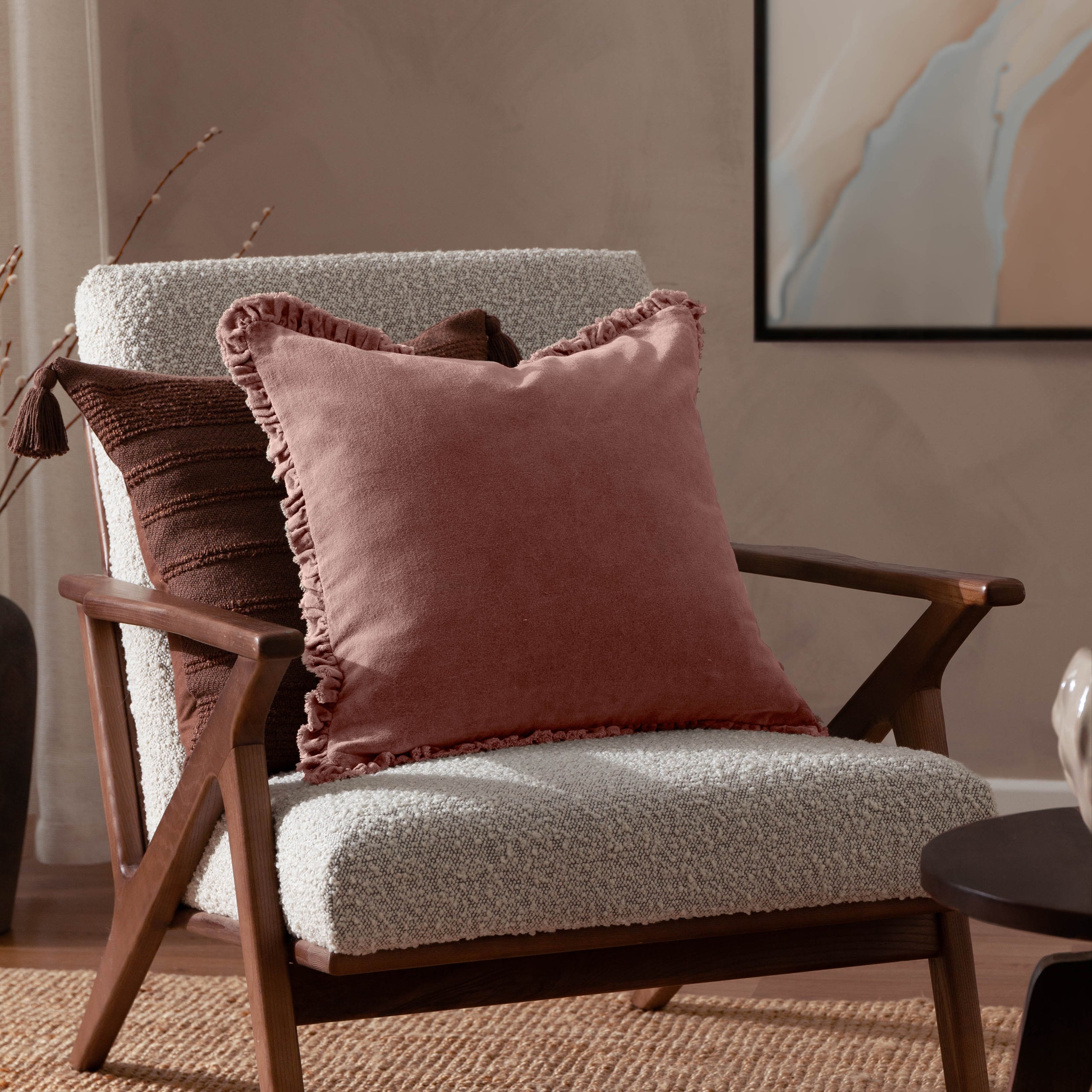 Bertie Washed Cotton Velvet Cushion