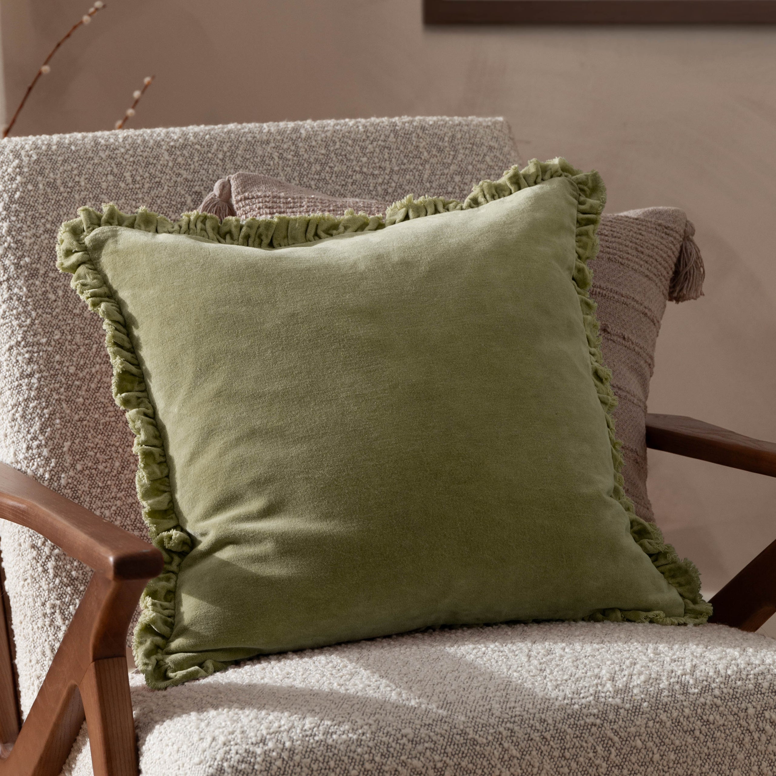 Bertie Washed Cotton Velvet Cushion