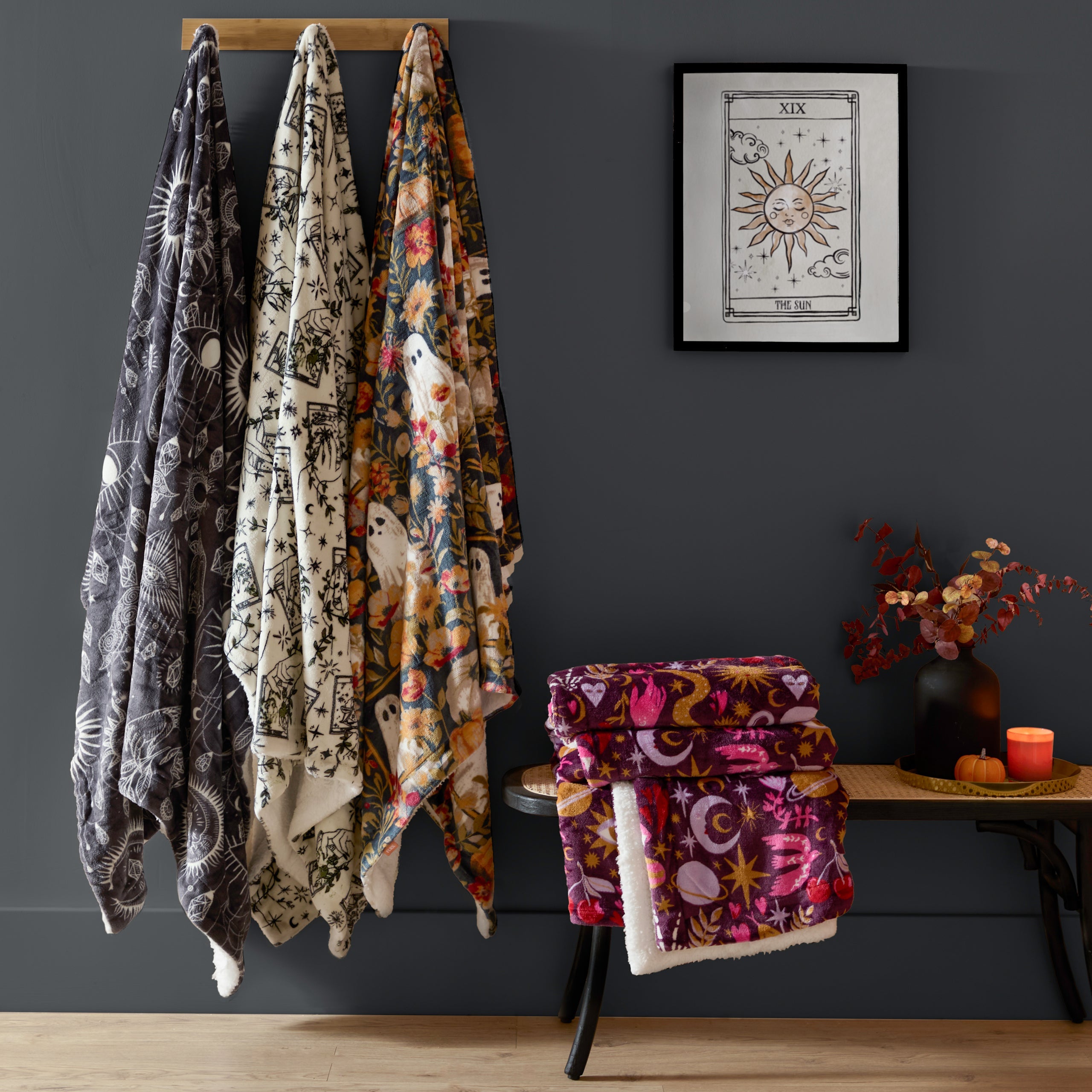 Bootanical Sherpa Fleece Throw