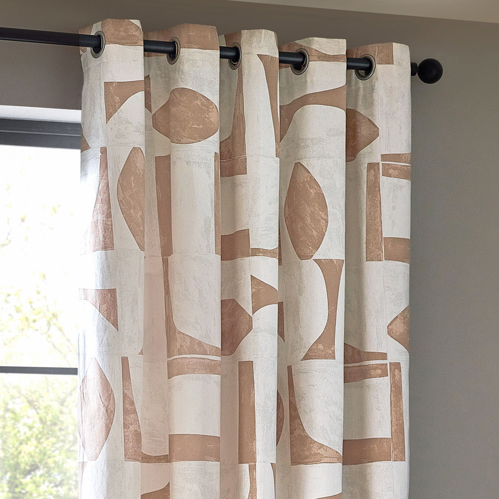 Carro Abstract 100% Cotton Lined Curtains