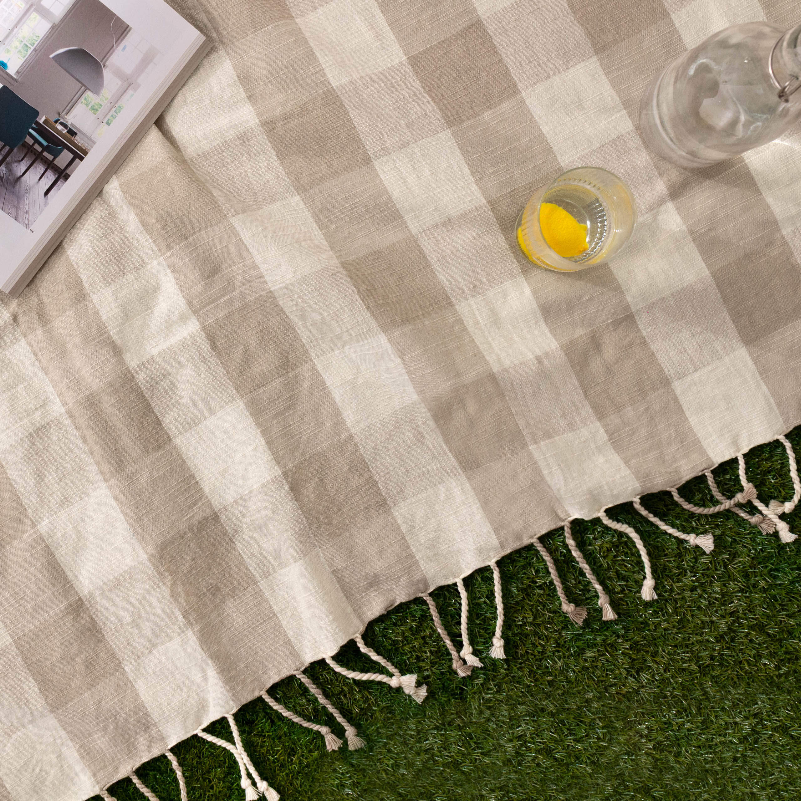 Chesil Check Tasselled 100% Cotton Throw