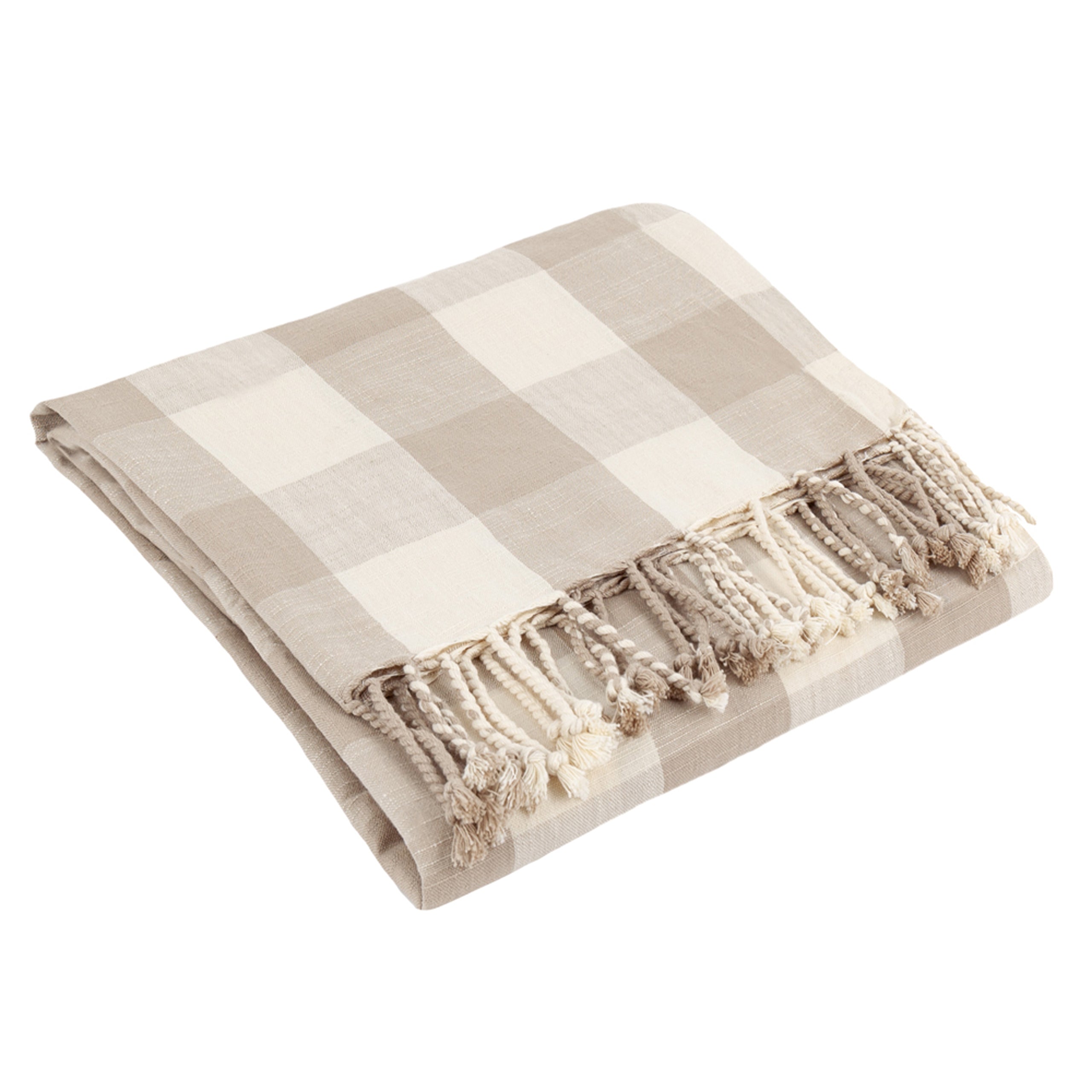 Chesil Check Tasselled 100% Cotton Throw