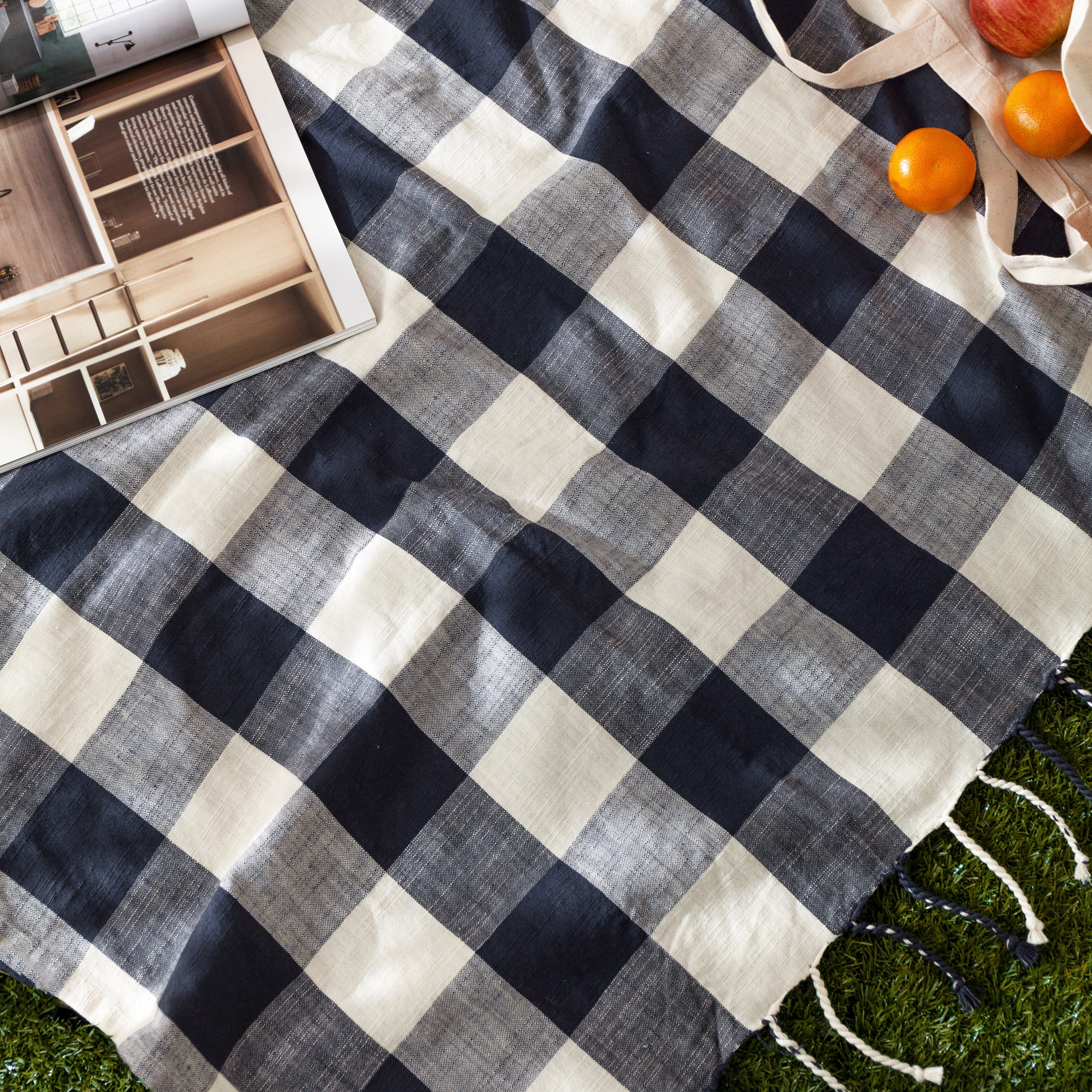 Chesil Check Tasselled 100% Cotton Throw