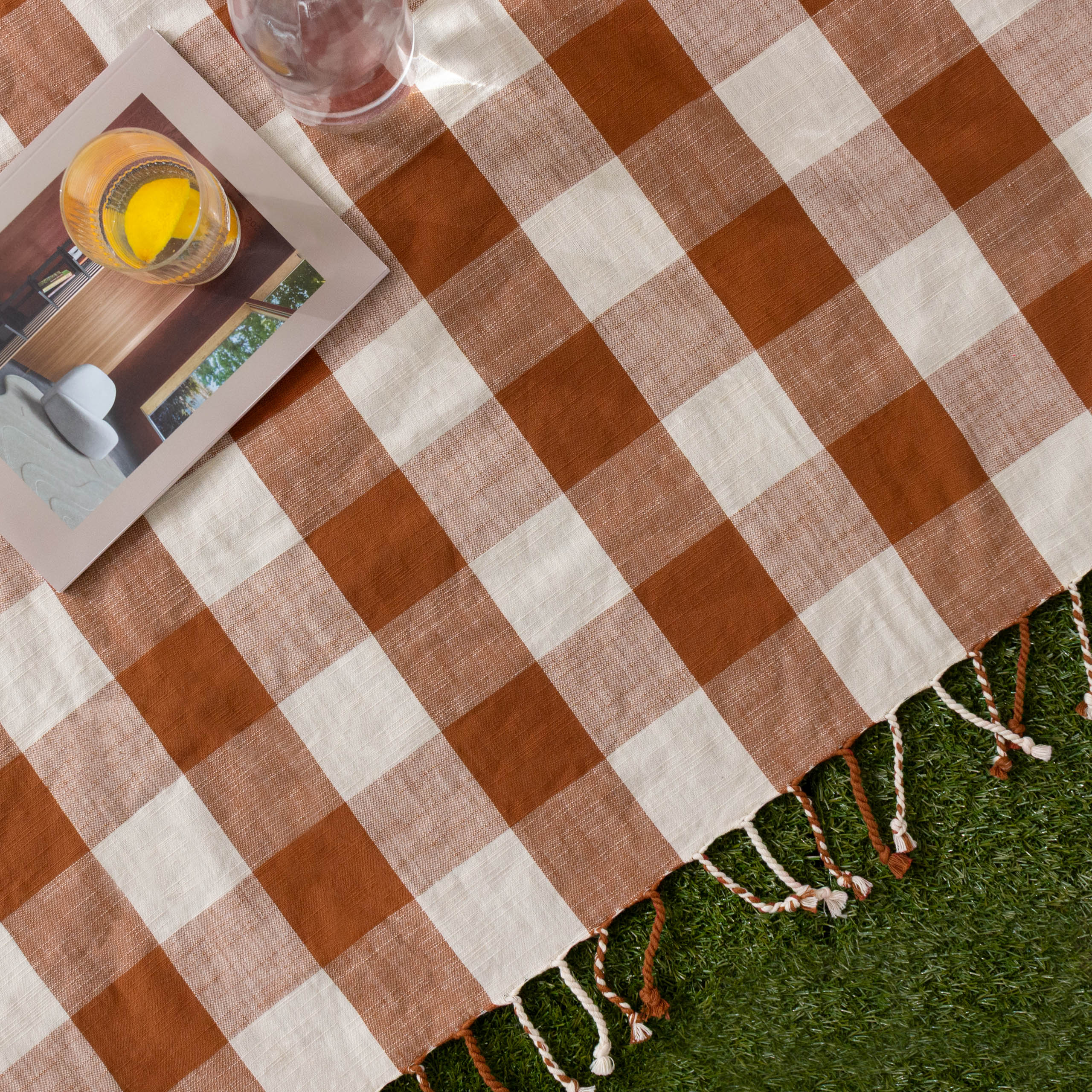 Chesil Check Tasselled 100% Cotton Throw