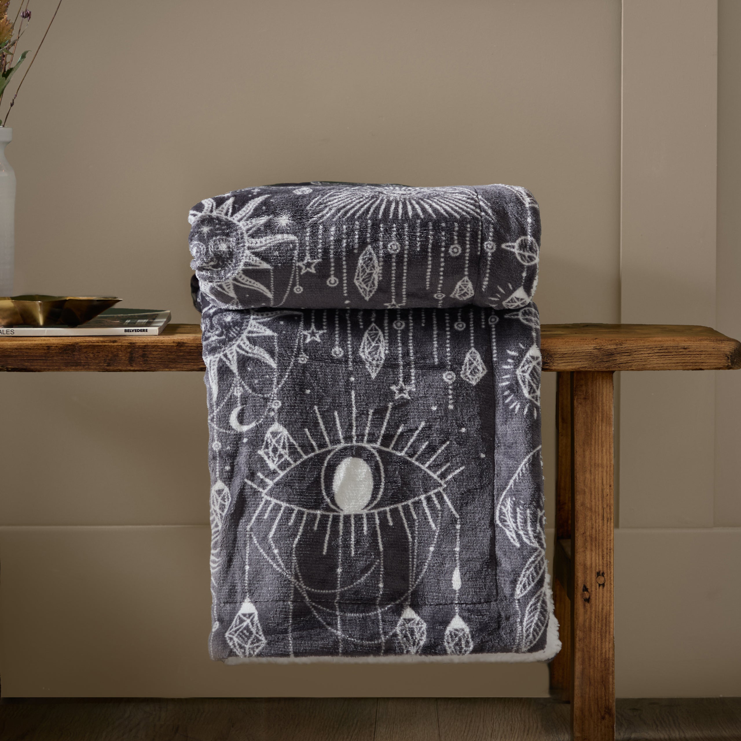 Constellation Printed Sherpa Fleece Throw