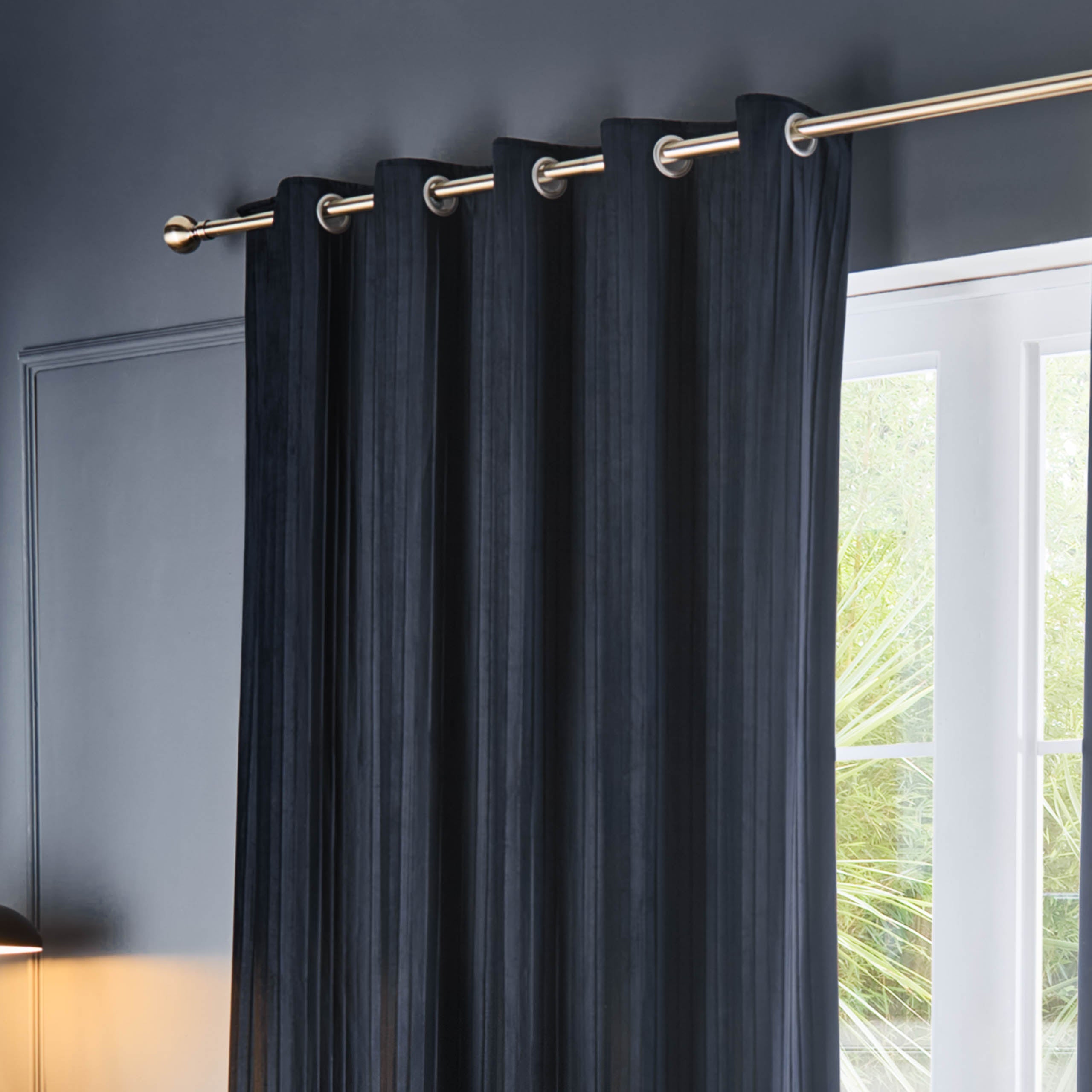 Corinthian Velvet Room Darkening Eyelet Curtains