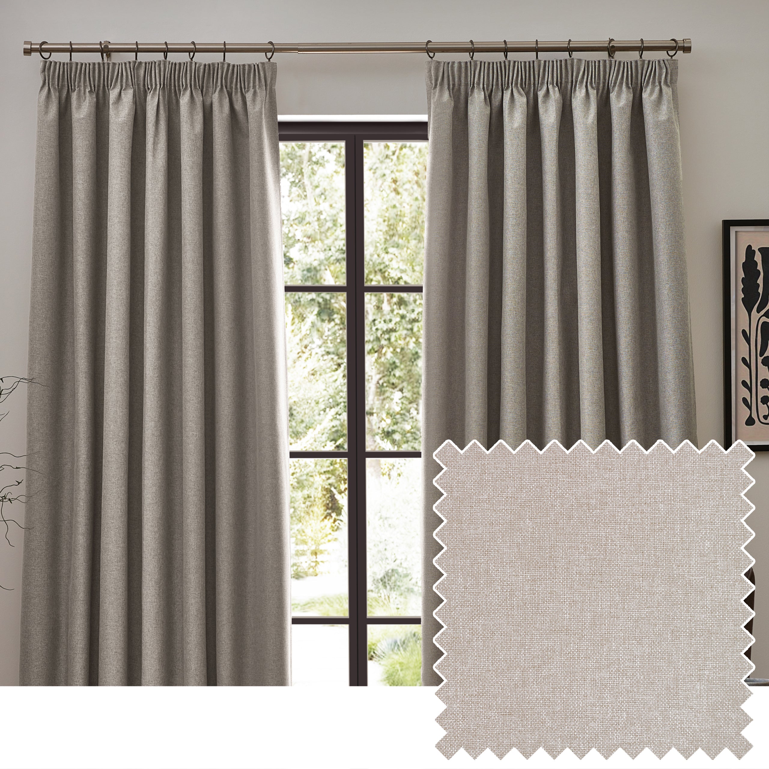 Dawn Textured Blackout Pencil Pleat Curtains