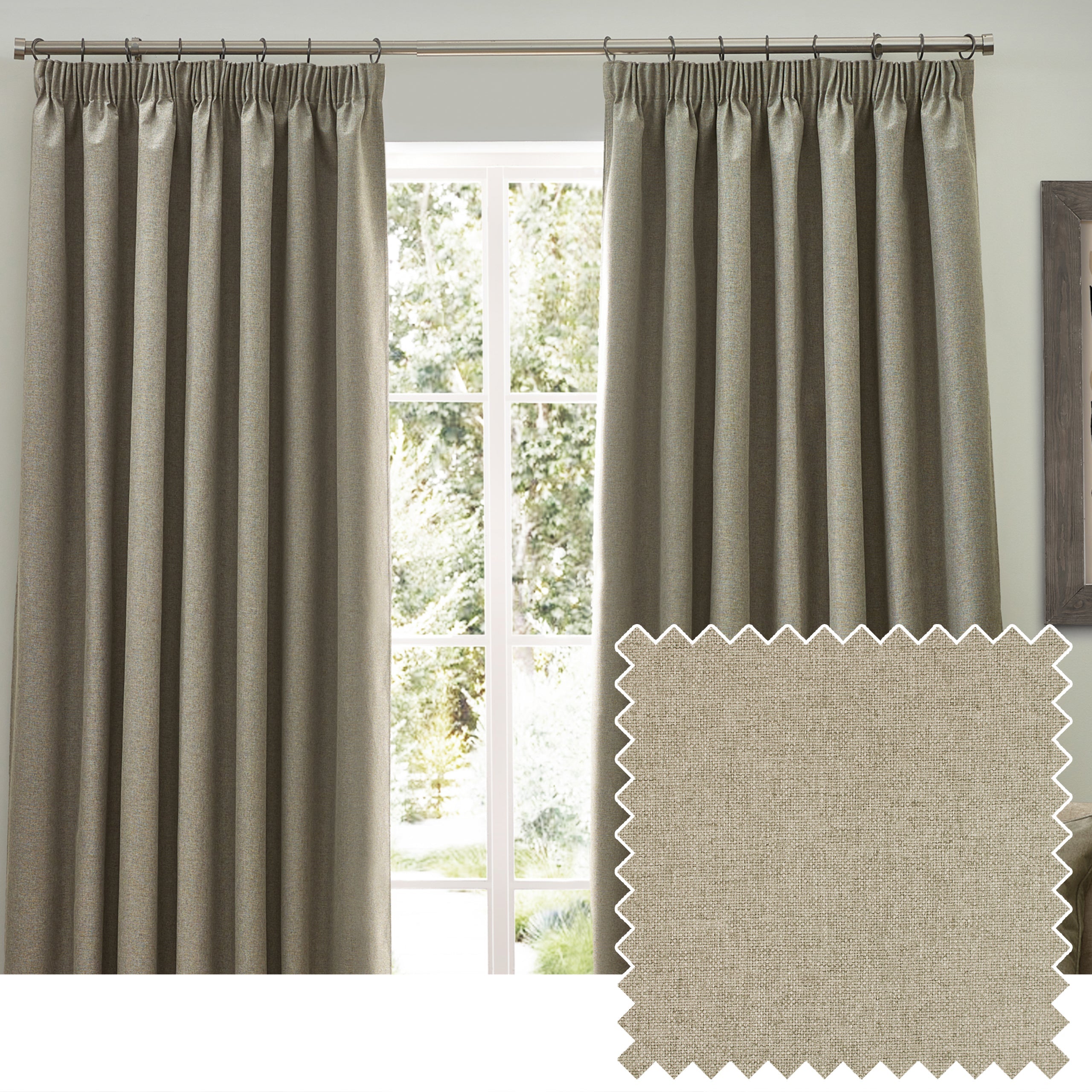 Dawn Textured Blackout Pencil Pleat Curtains