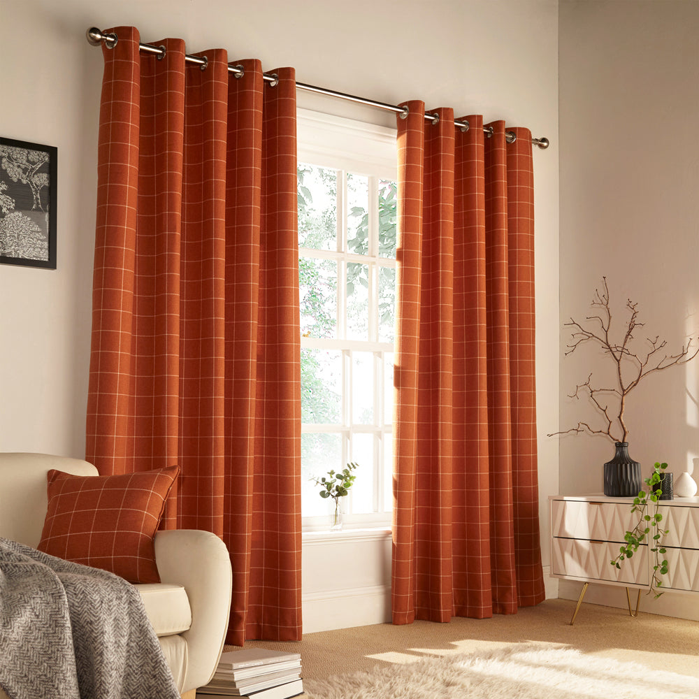 Ellis Windowpane Check Eyelet Curtains