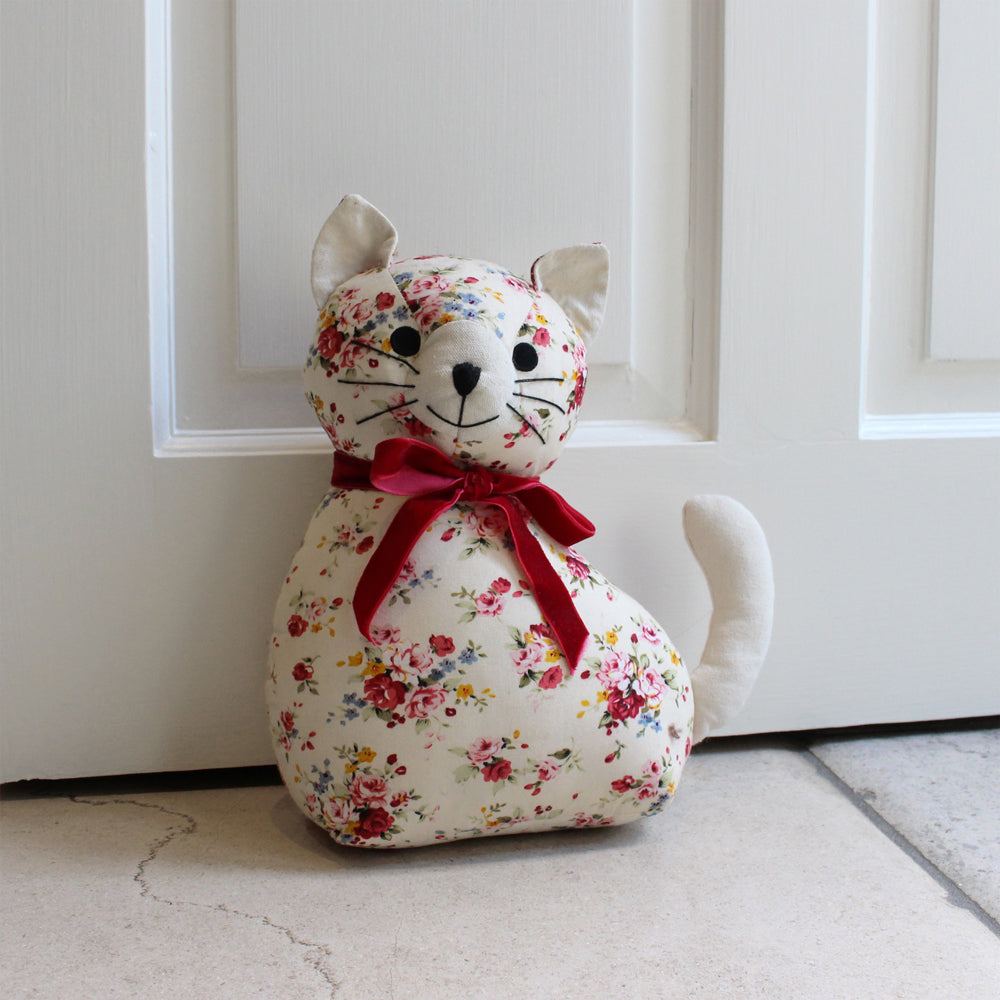 Floral Cat Novelty Door Stop