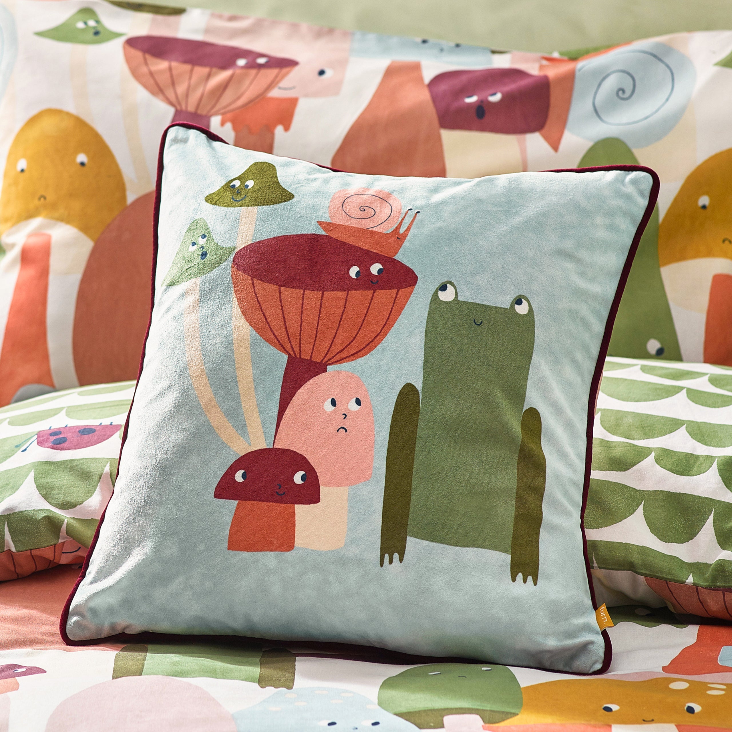 Funguys Friends Piped Velvet Cushion