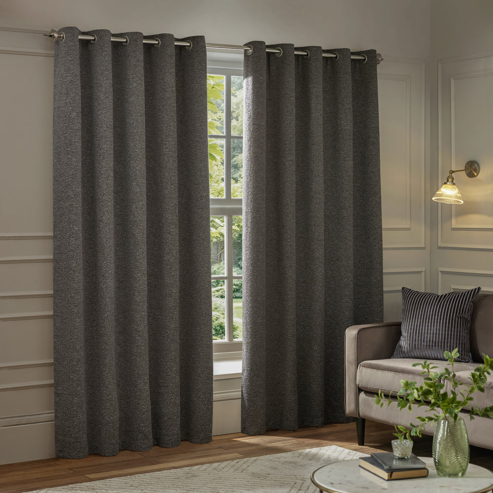 Galaxy Chenille Room Darkening Eyelet Curtains