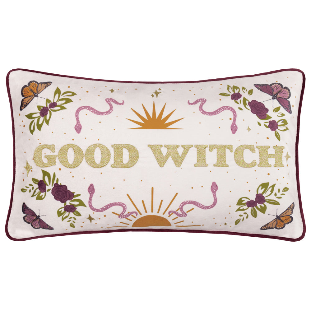 Good Witch Embroidered Velvet Cushion