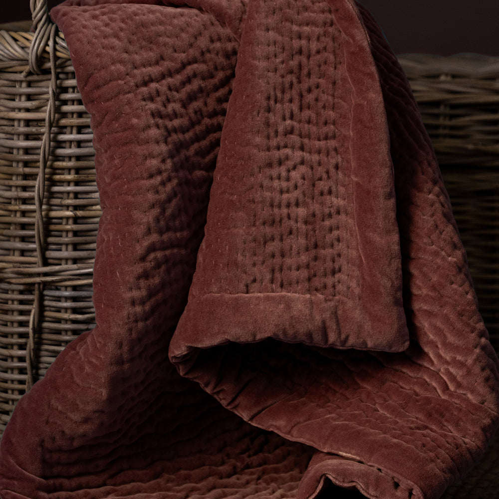Haze Velvet Quilted Throw