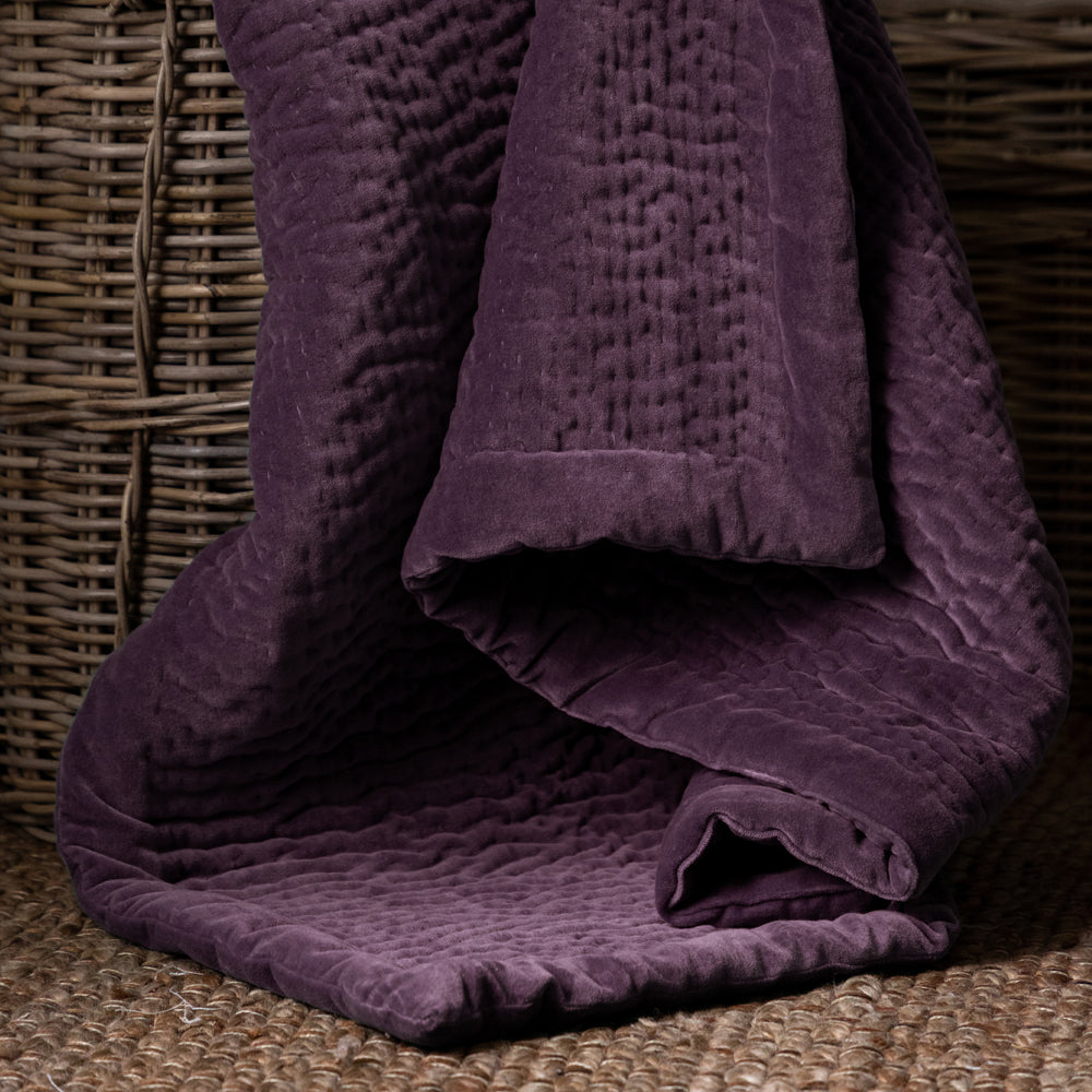 Haze Velvet Quilted Throw