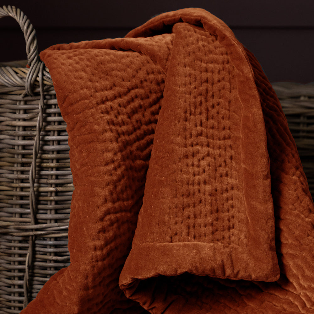 Haze Velvet Quilted Throw