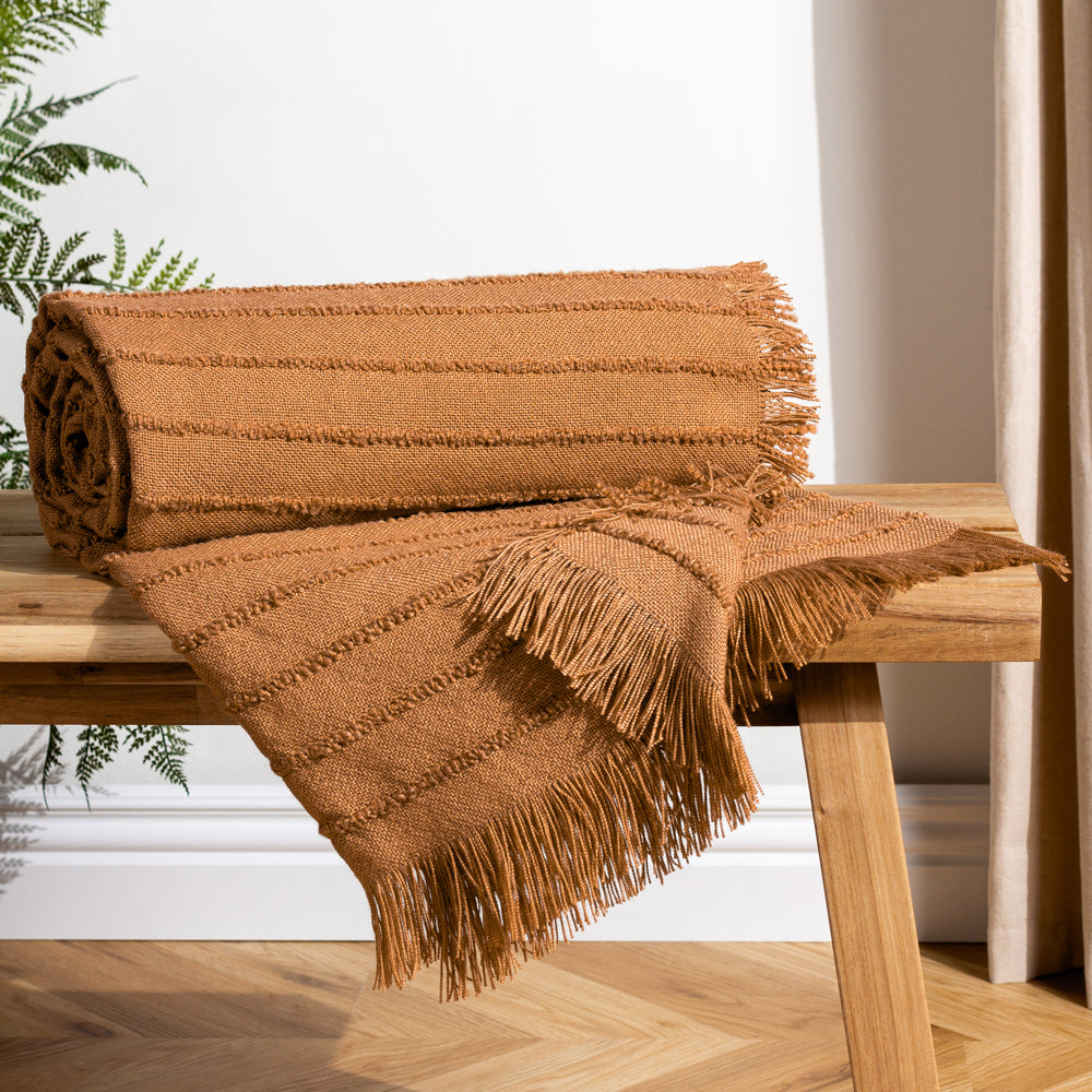 Hazie Woven Fringed Throw