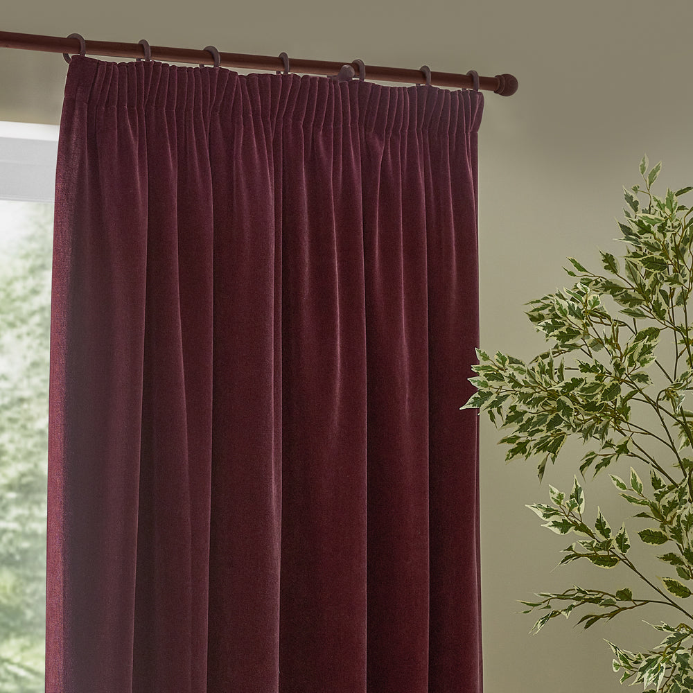 Heavy Chenille Velvet Room Darkening Pencil Pleat Curtains