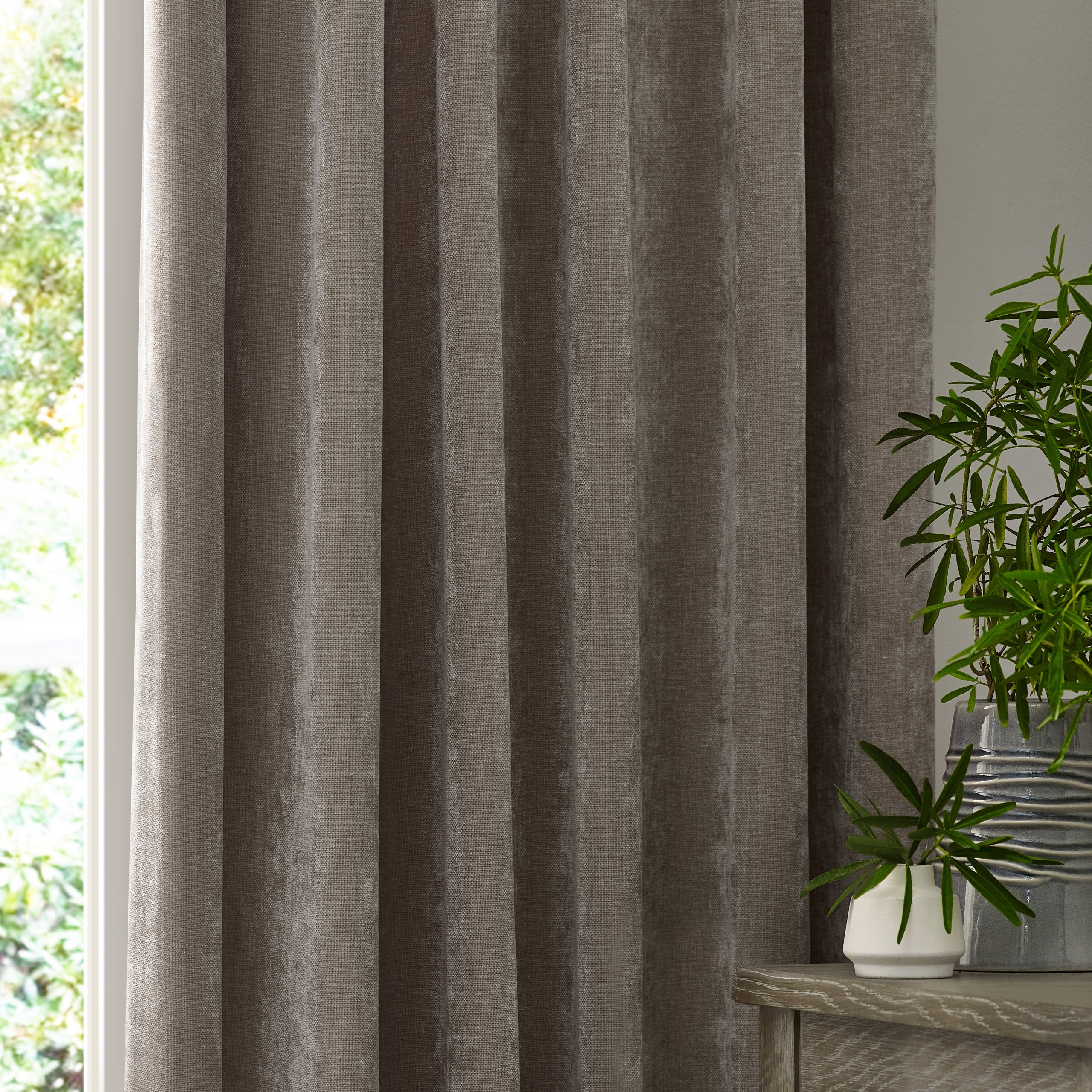 Heavy Chenille Velvet Room Darkening Pencil Pleat Curtains