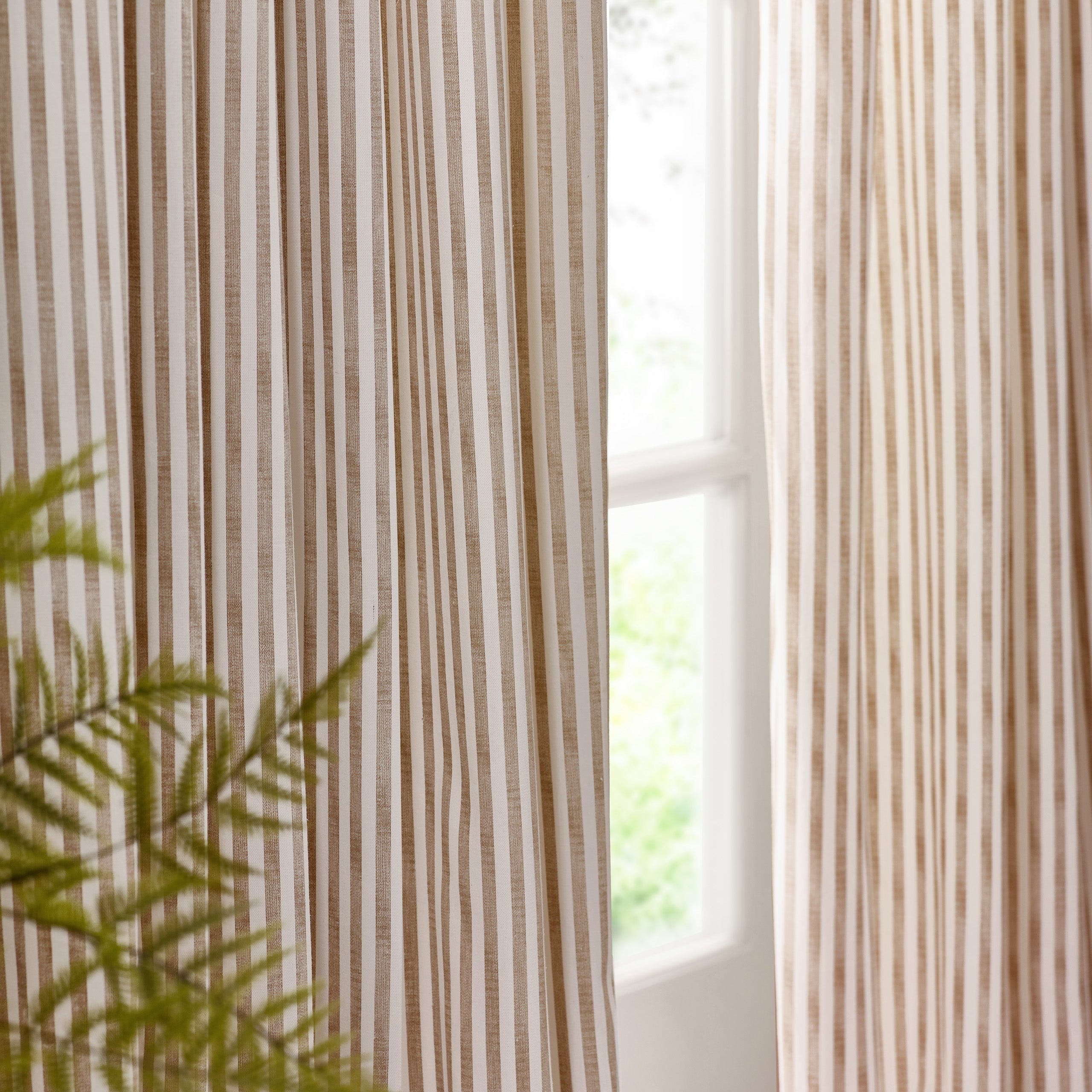 Hebden Striped 100% Cotton Lined Pencil Pleat Curtains