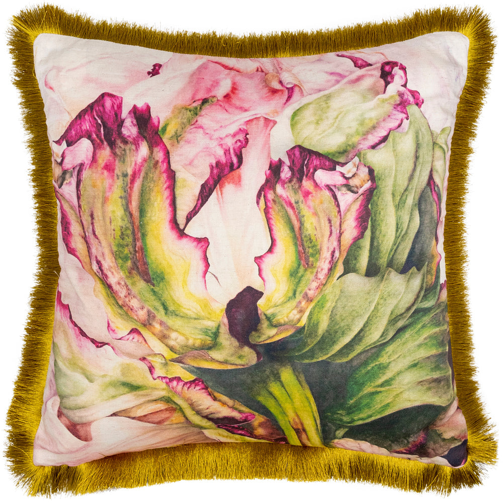 Heligan Printed Fringed Cushion