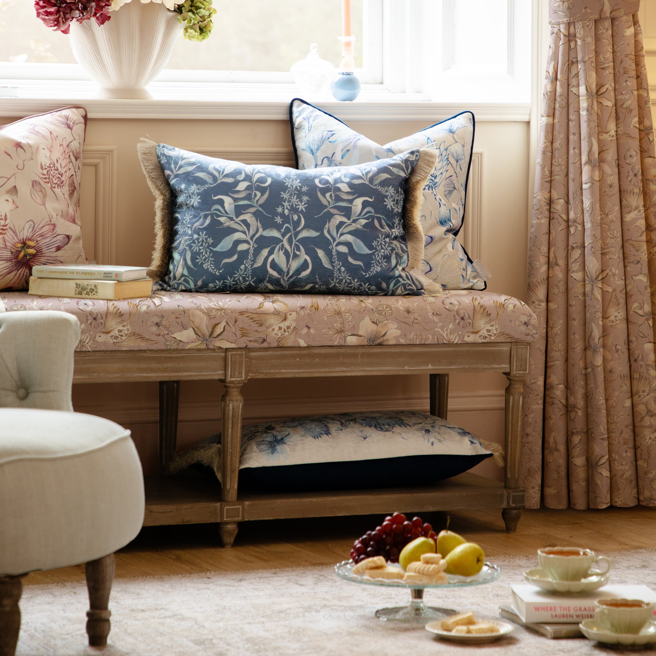 Hettie Printed Ruche Fringe Cushion