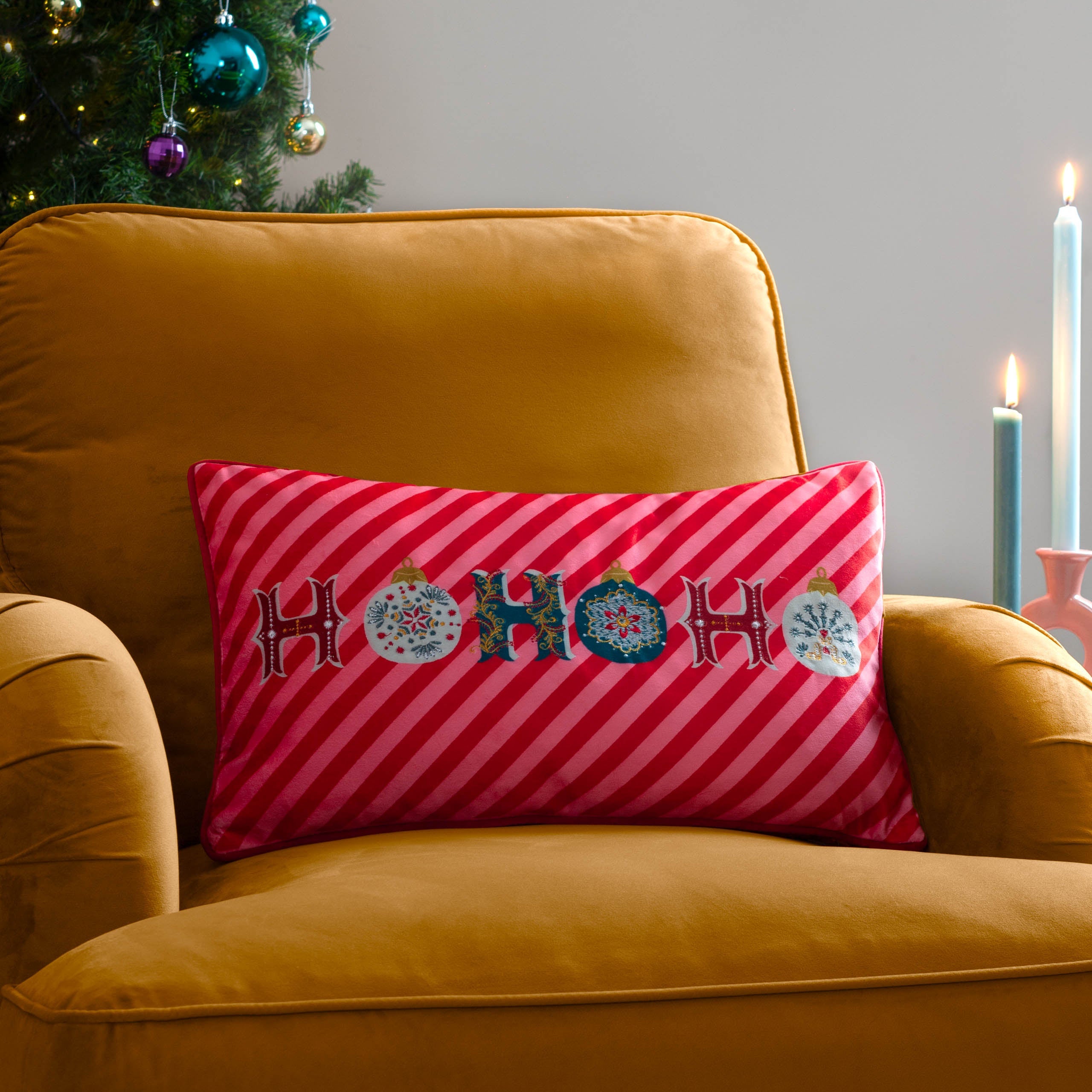 HoHoHo Velvet Piped Cushion
