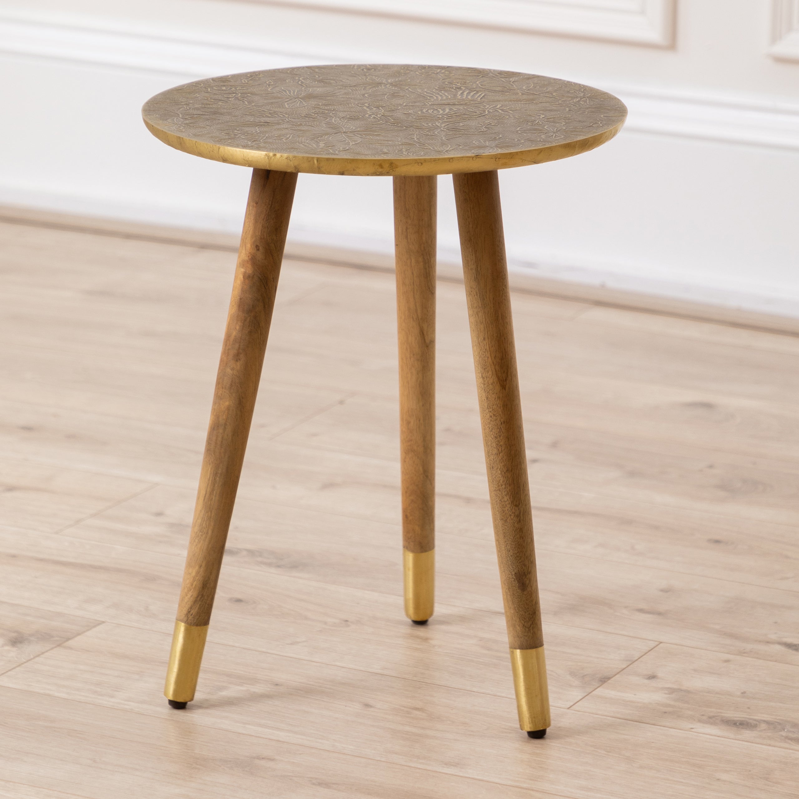 Isadora Embossed Side Table Antique