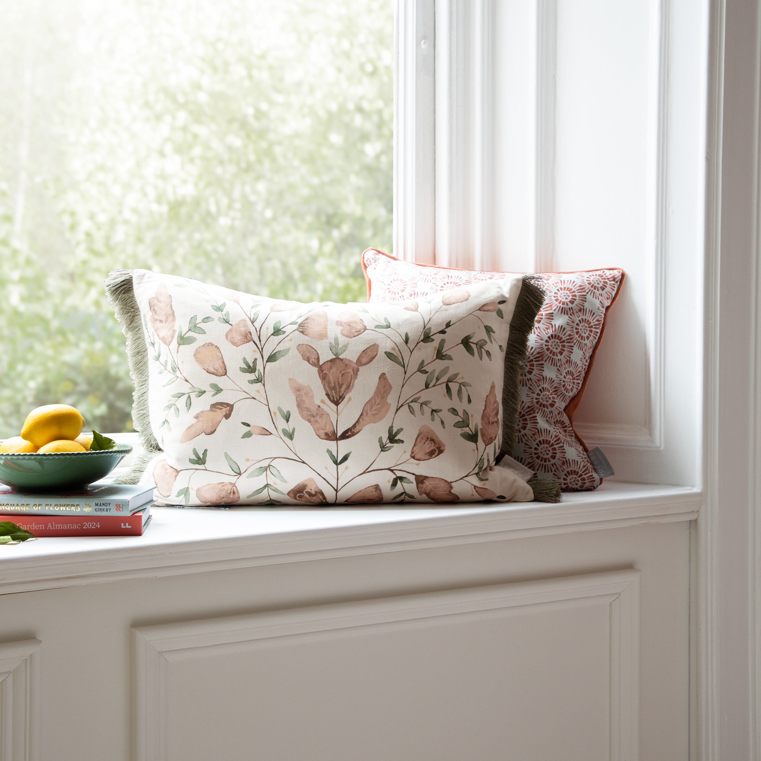 Juna Printed Ruche Fringe Cushion