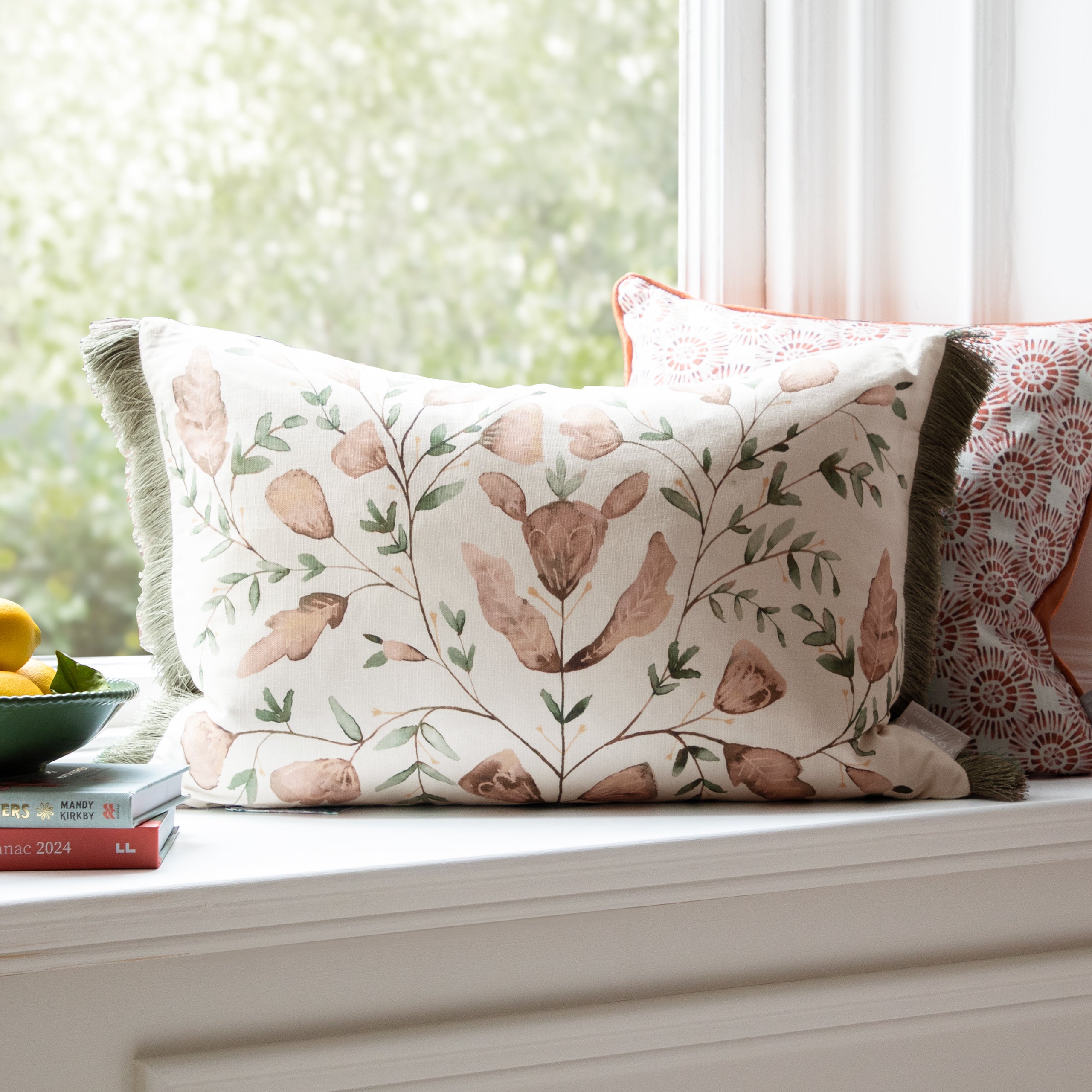 Juna Printed Ruche Fringe Cushion