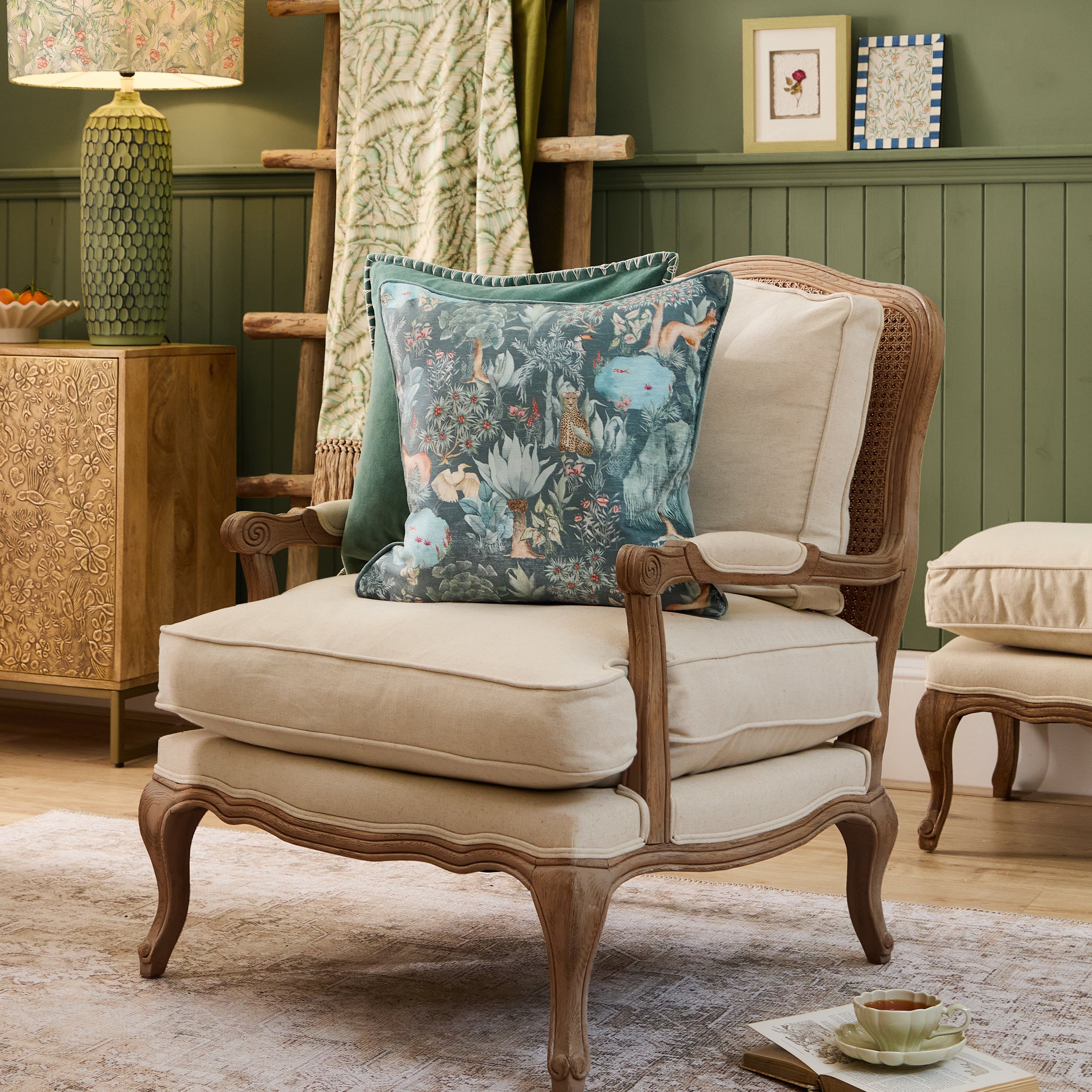 Jungle Serene Printed Velvet Cushion