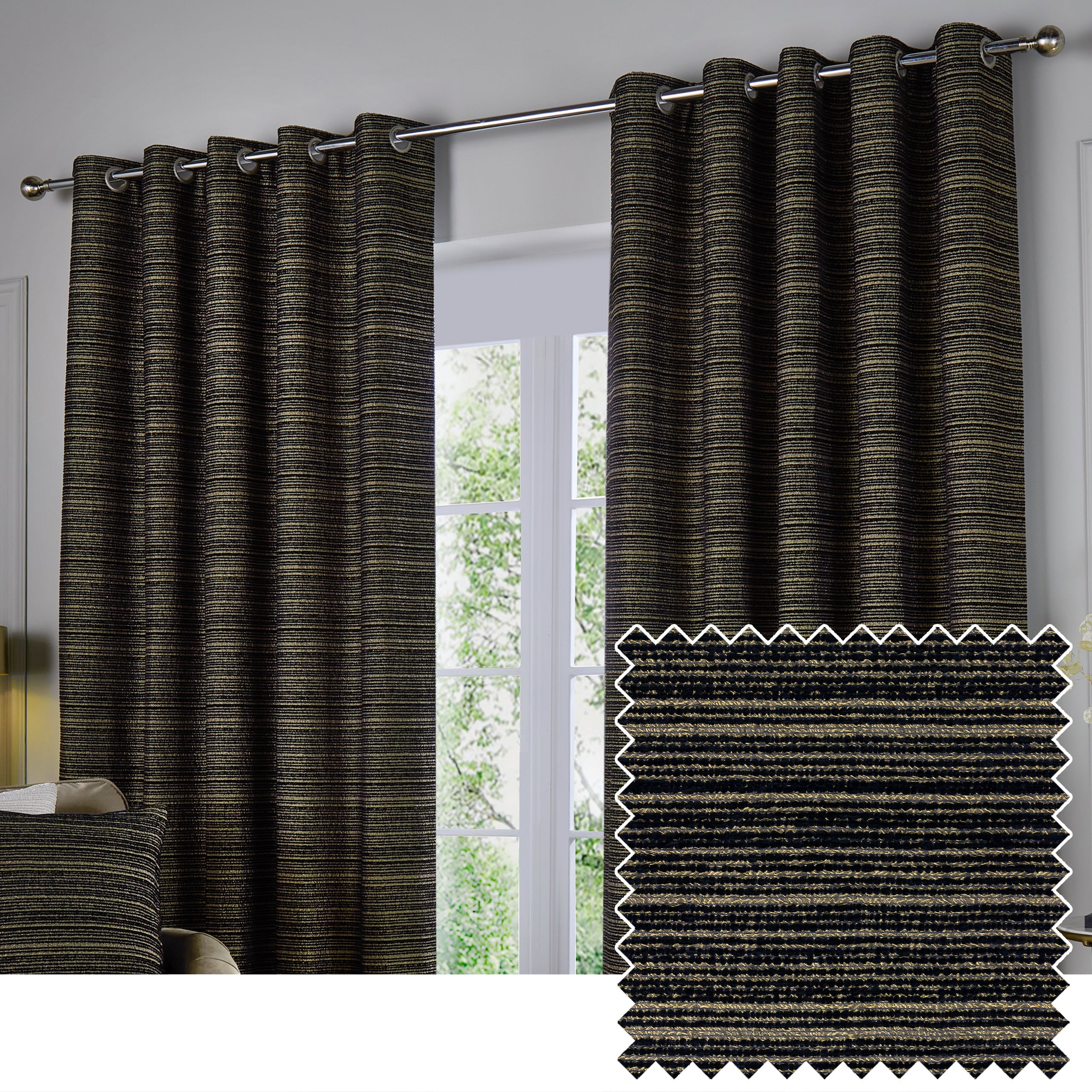 Jupiter Chenille Jacquard Eyelet Curtains