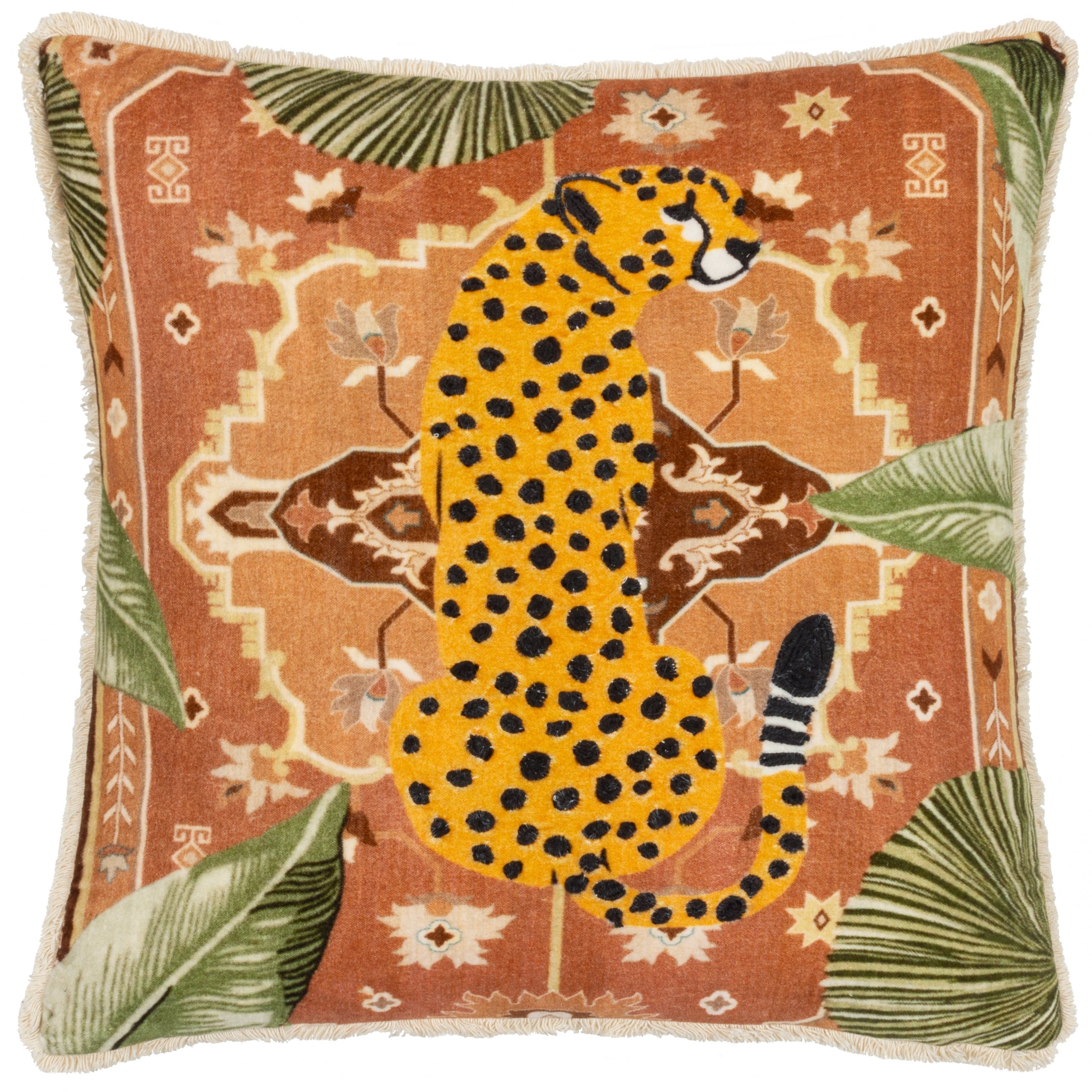 Kilim Cheetah Printed Velvet Cushion