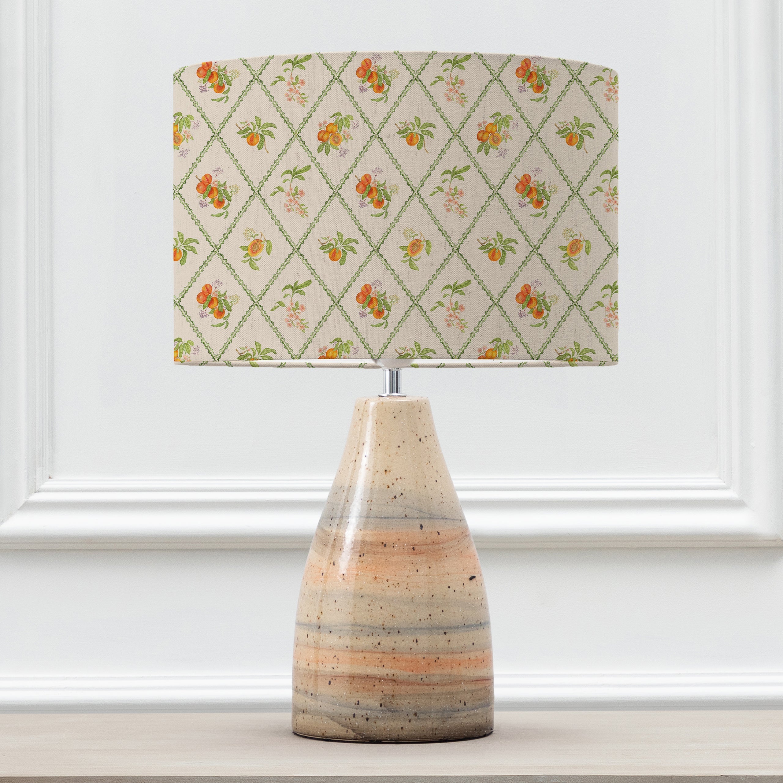 Peach Trellis Eva & Japura Complete Table Lamp