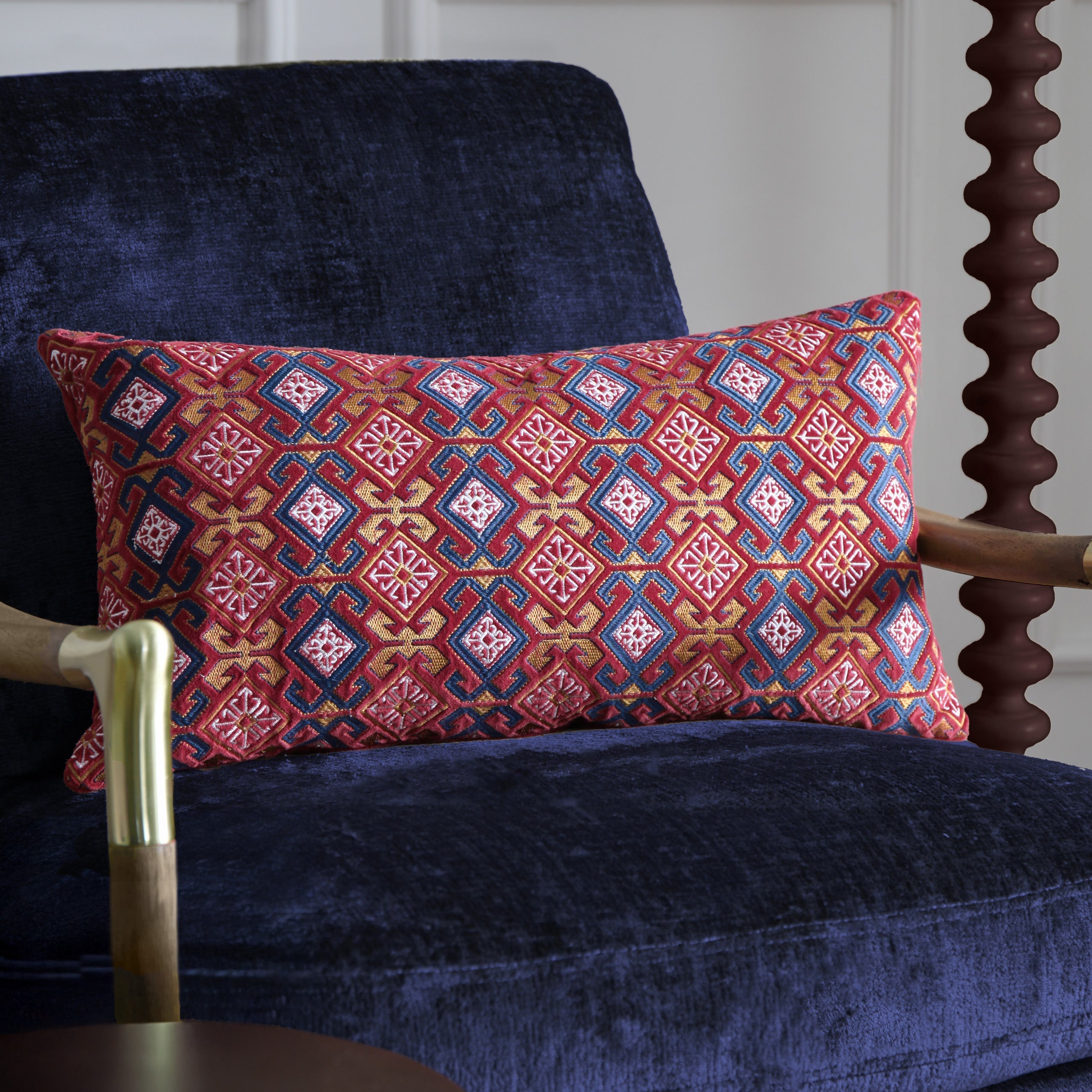 Laurel Embroidered Velvet Cushion